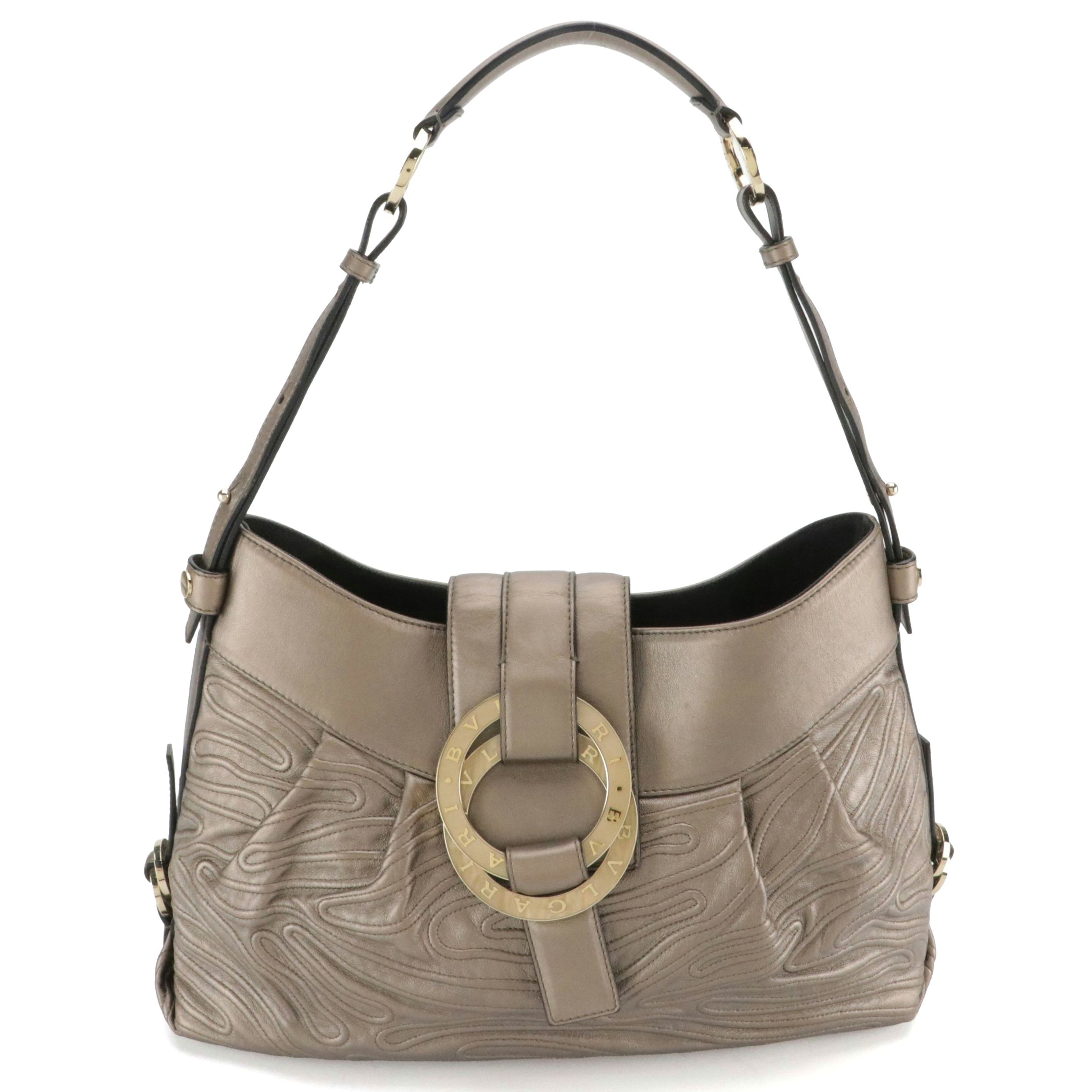 BVLGARI Chandra Shoulder Bag in Quilted Metallic Leather