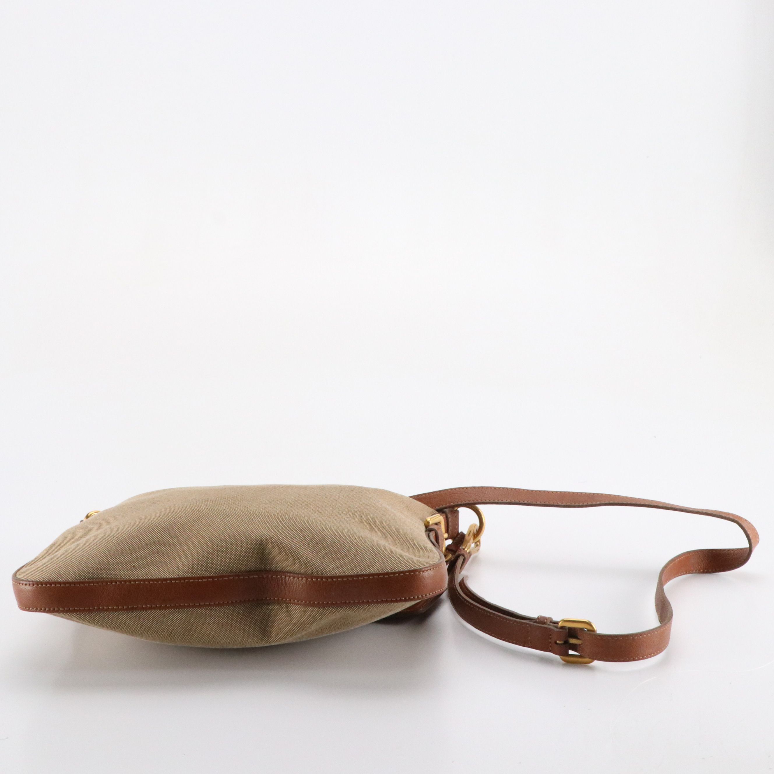 Prada Brown Jacquard Logo Canvas and Leather Crossbody Bag