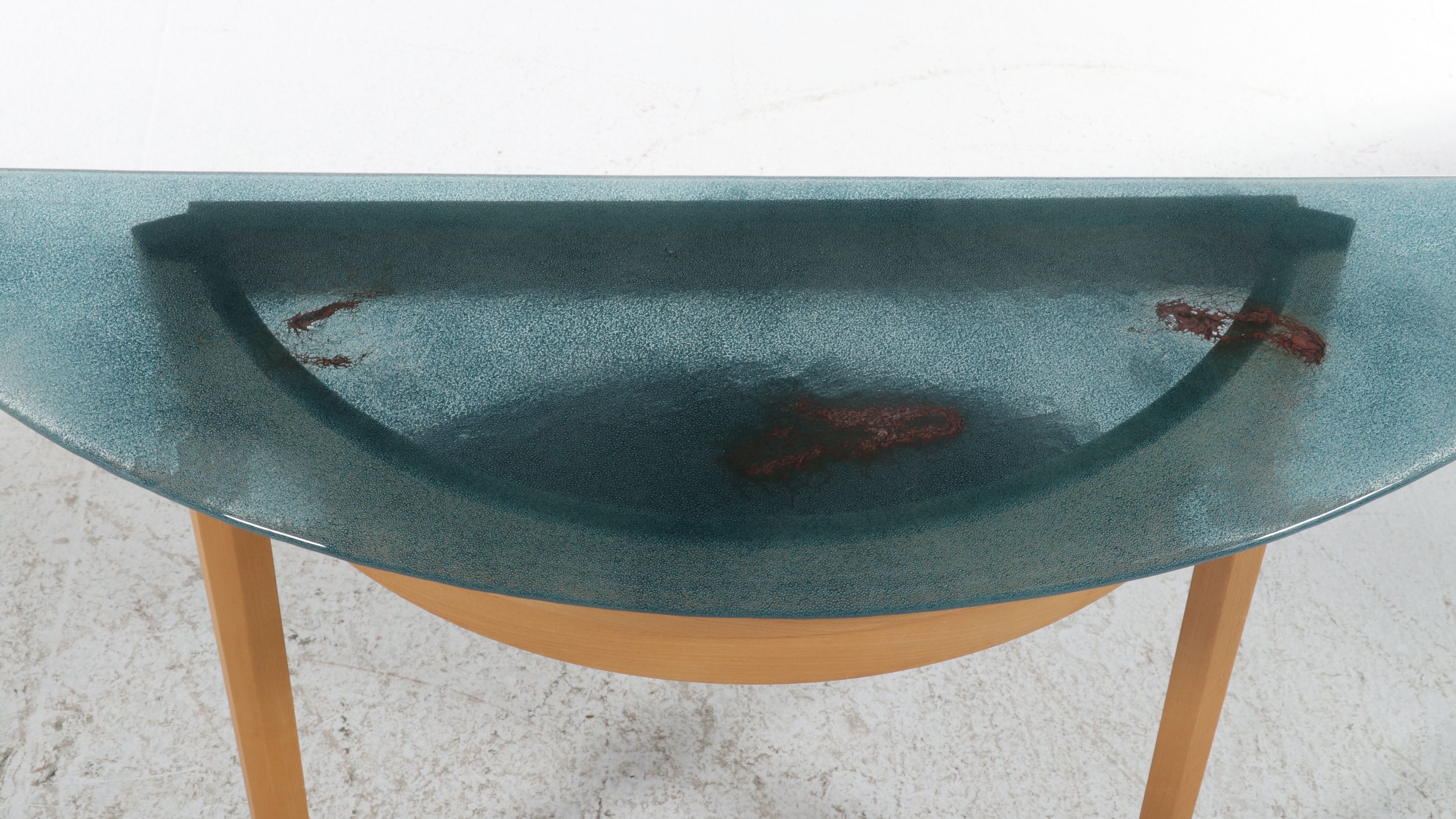 Postmodern Glass and Maple Console Table, Late 20th Century