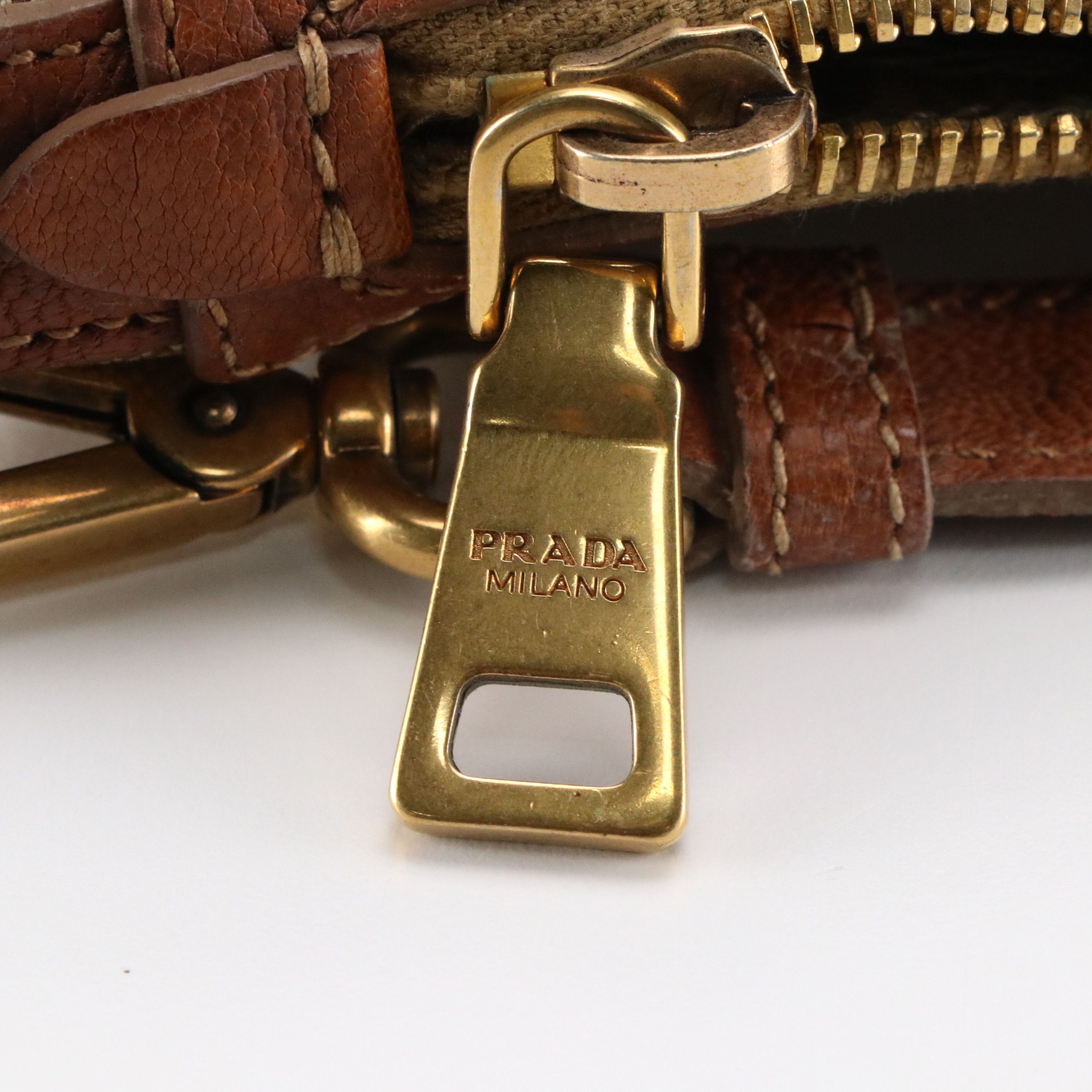 Prada Brown Jacquard Logo Canvas and Leather Crossbody Bag