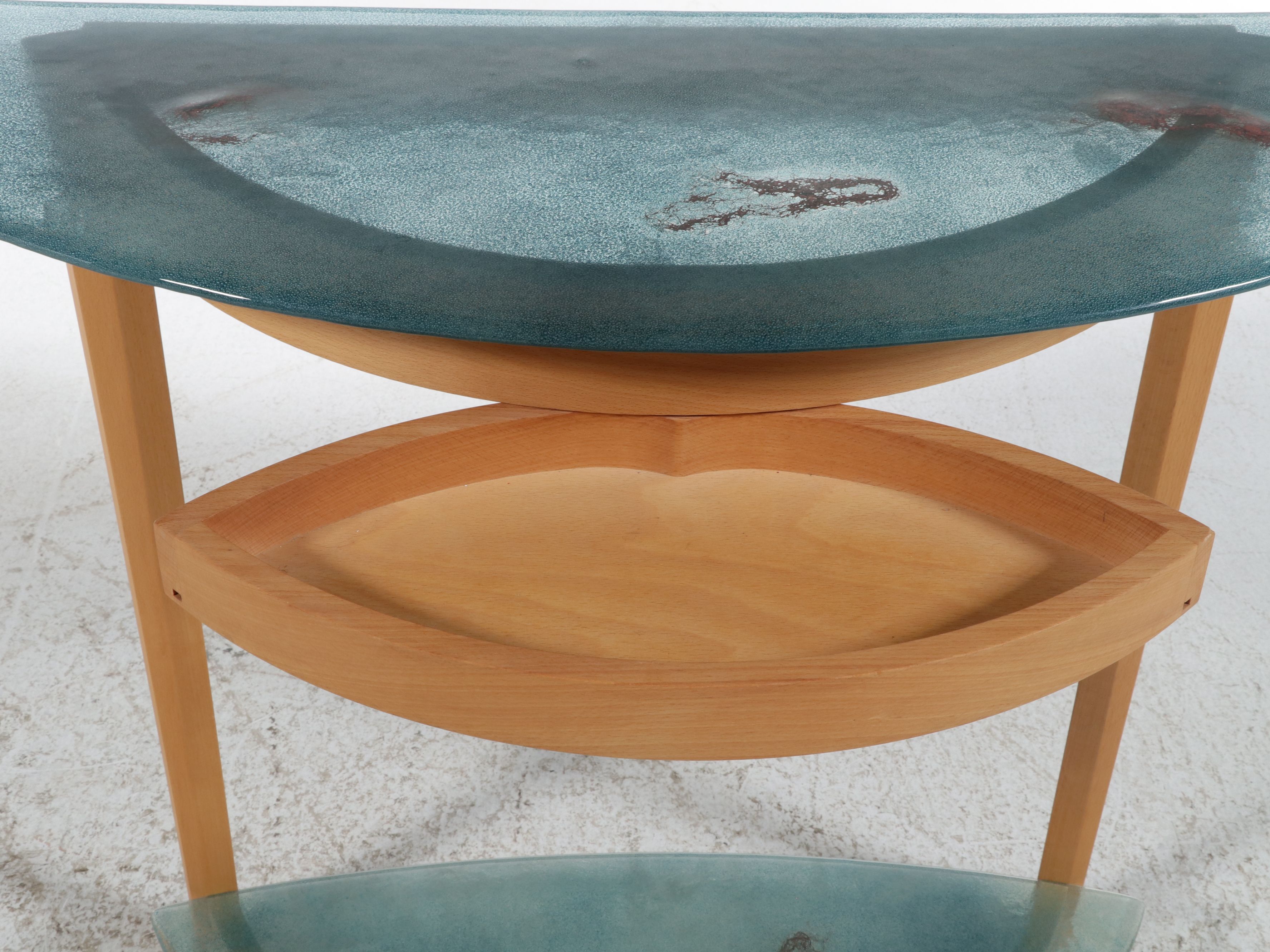 Postmodern Glass and Maple Console Table, Late 20th Century