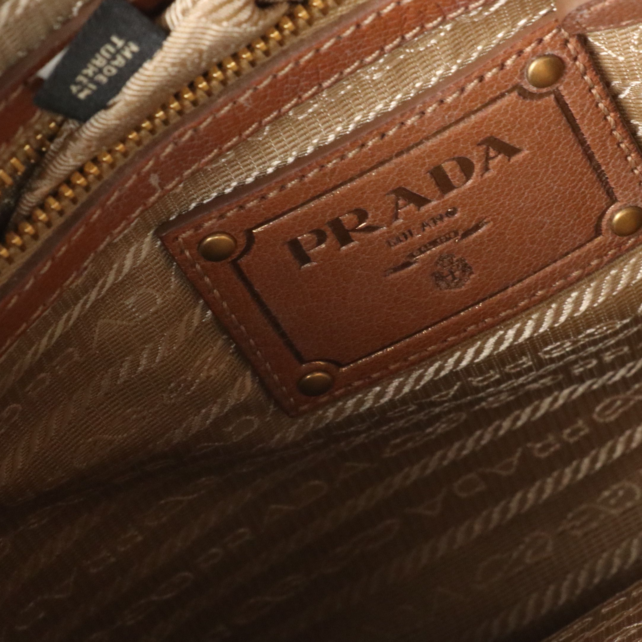 Prada Brown Jacquard Logo Canvas and Leather Crossbody Bag