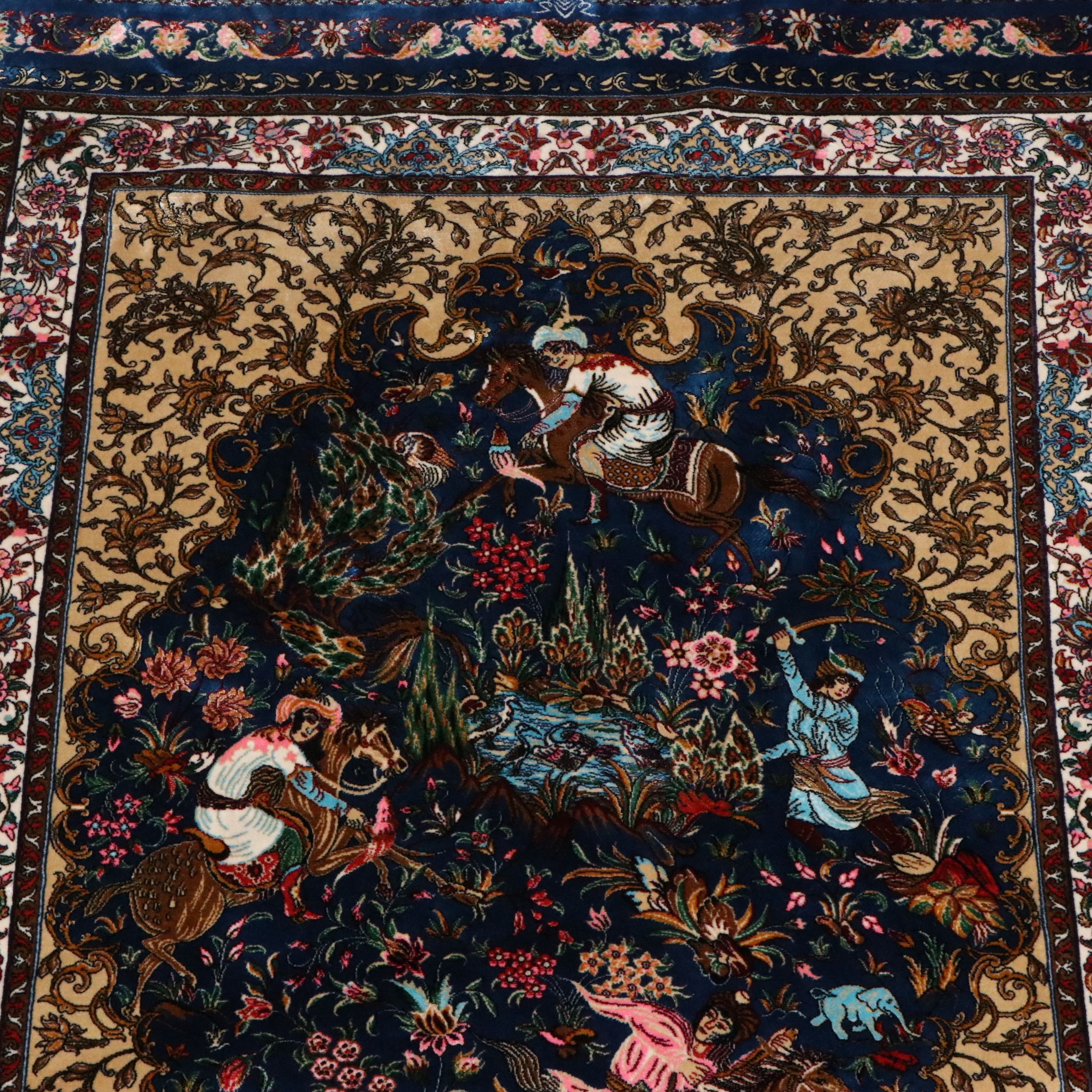 2'8 x 4'2 Machine Made Turkish Tabriz Style Silk Accent Rug