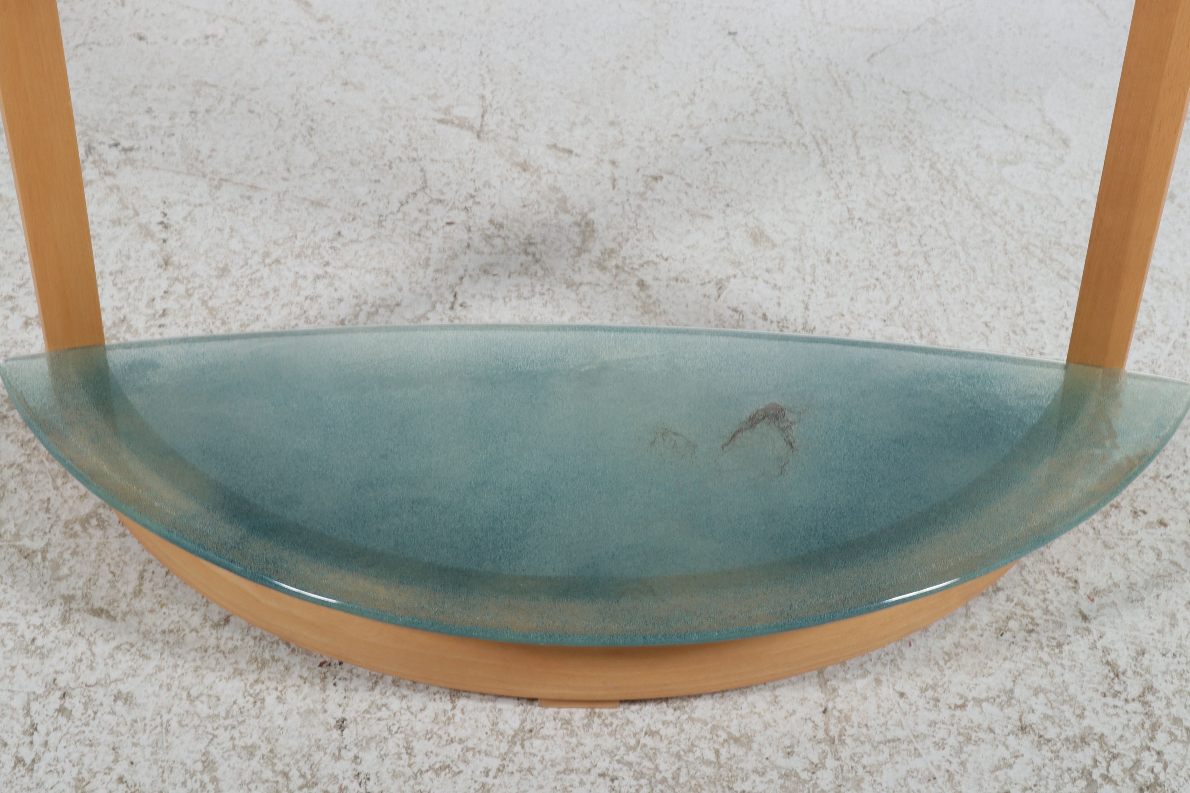 Postmodern Glass and Maple Console Table, Late 20th Century