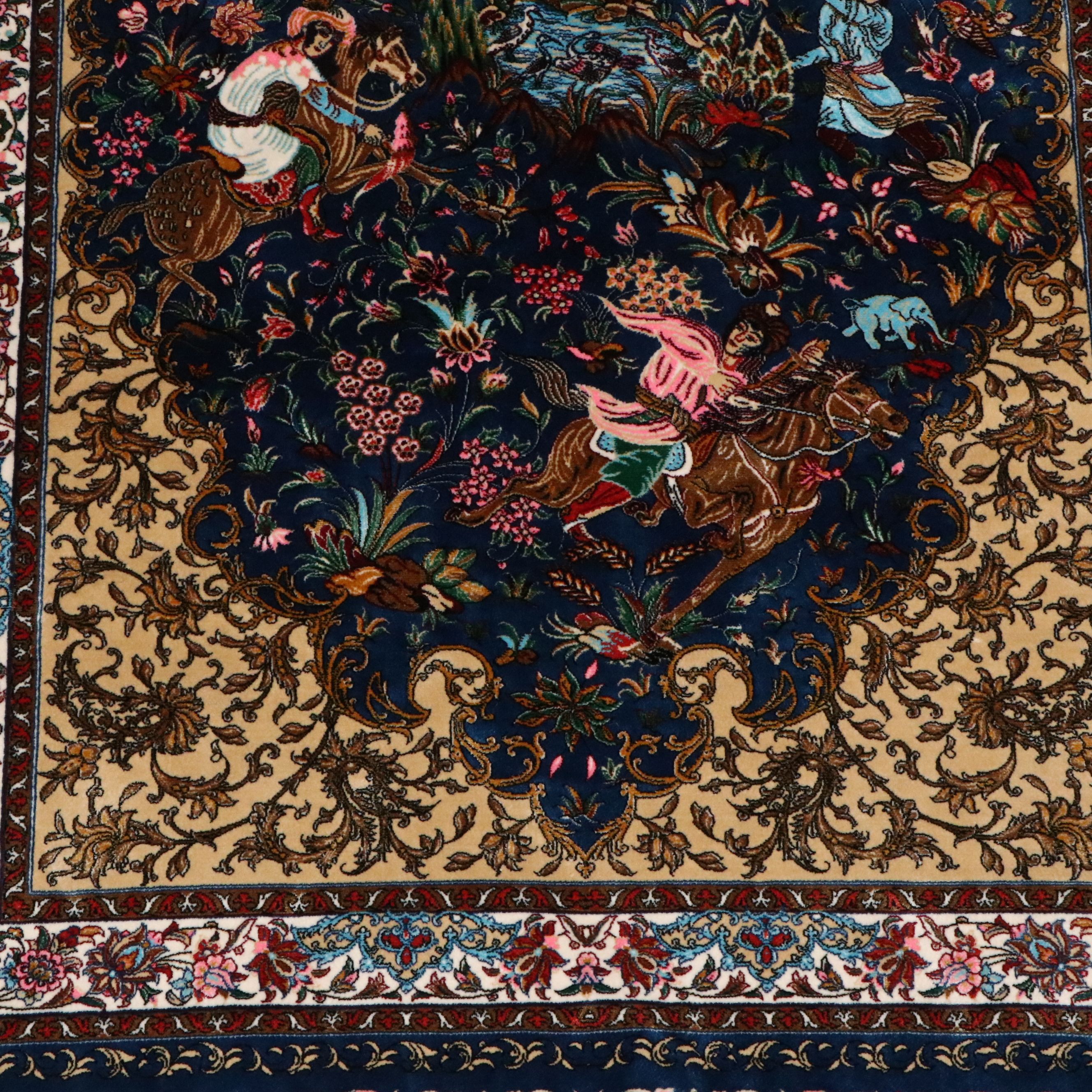 2'8 x 4'2 Machine Made Turkish Tabriz Style Silk Accent Rug