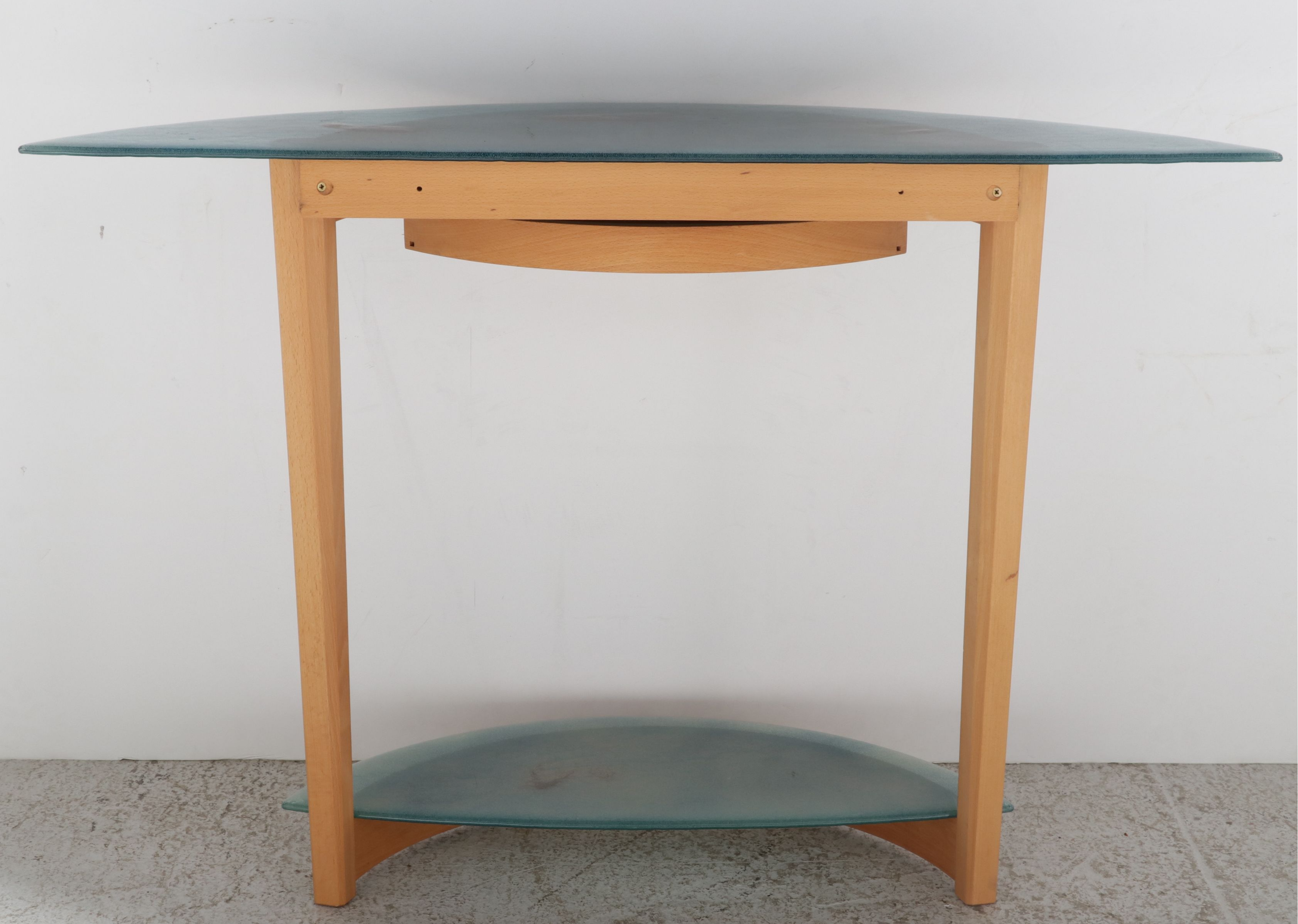 Postmodern Glass and Maple Console Table, Late 20th Century