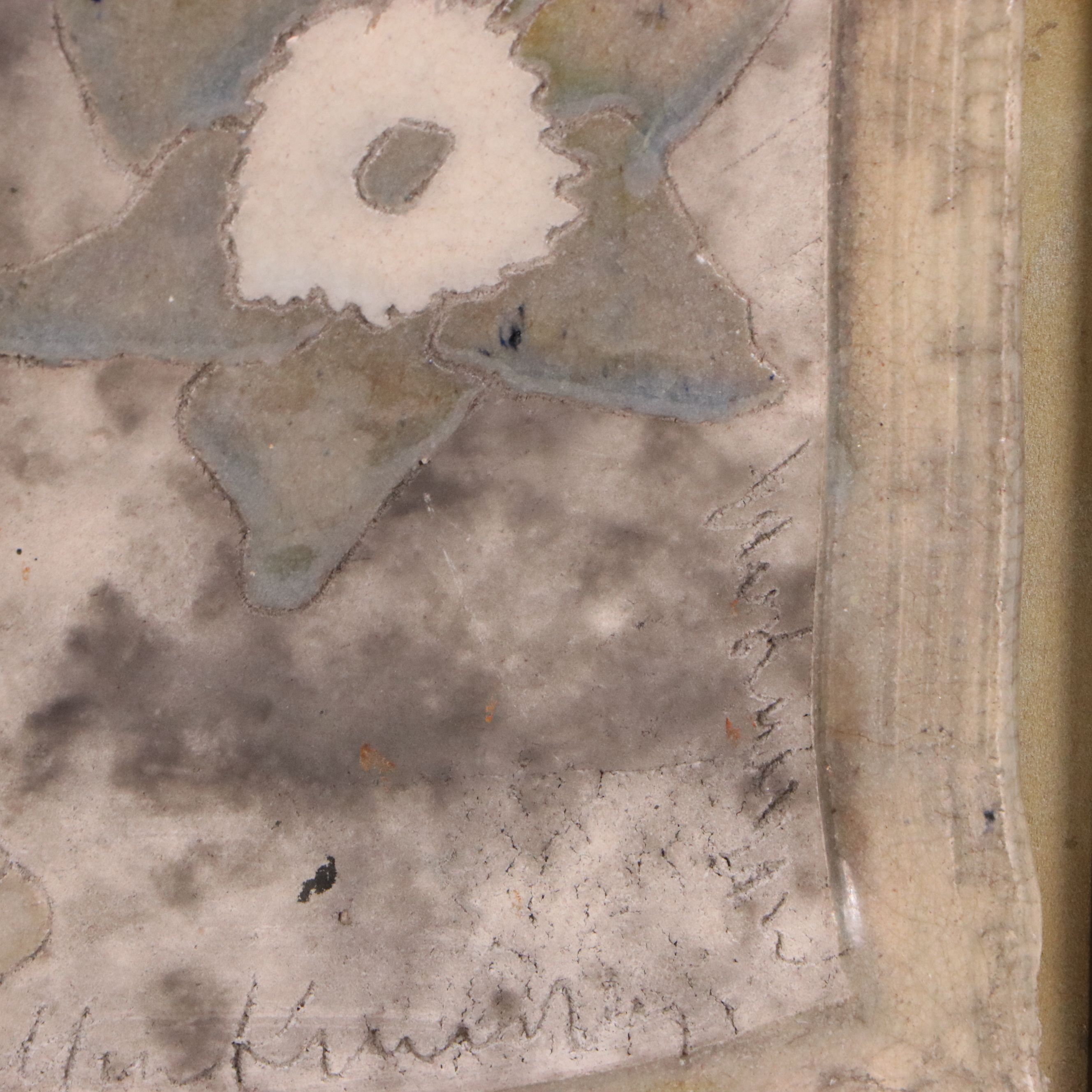 European School Hand-Painted Ceramic Wall Plaque, Circa 1970