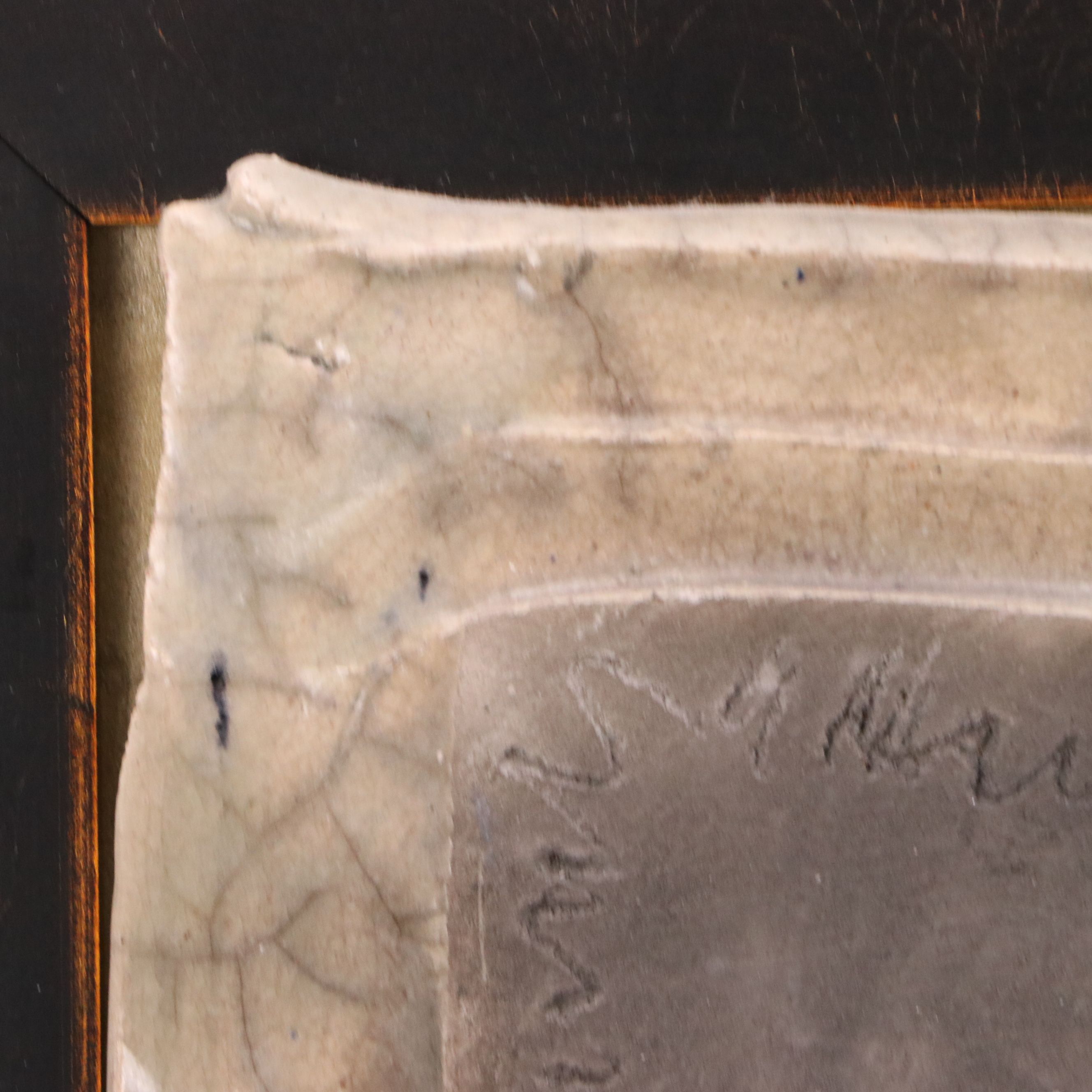 European School Hand-Painted Ceramic Wall Plaque, Circa 1970