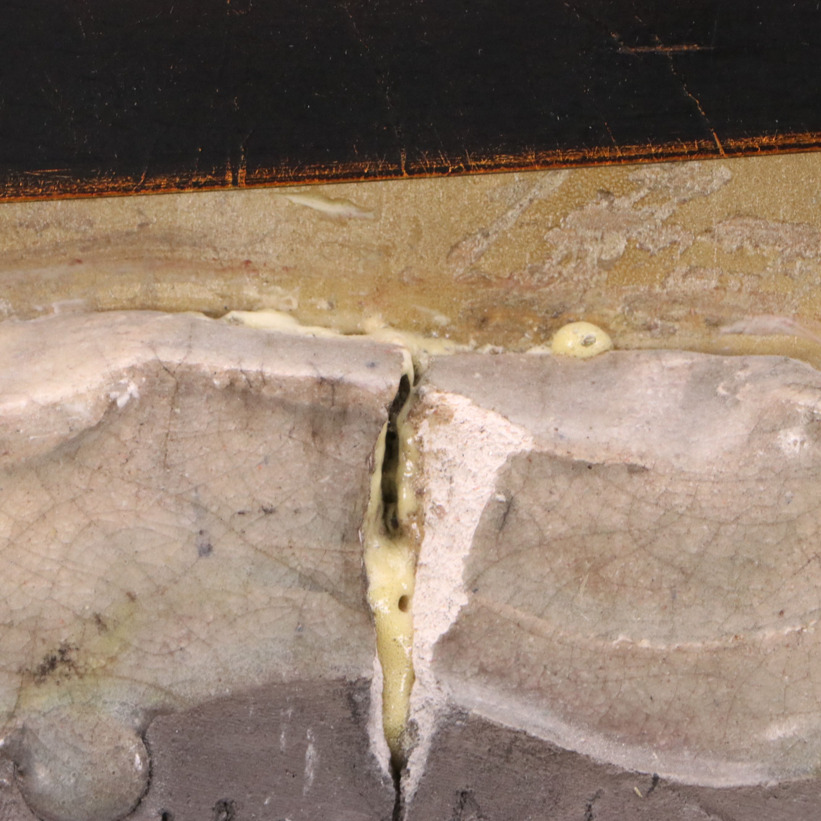 European School Hand-Painted Ceramic Wall Plaque, Circa 1970