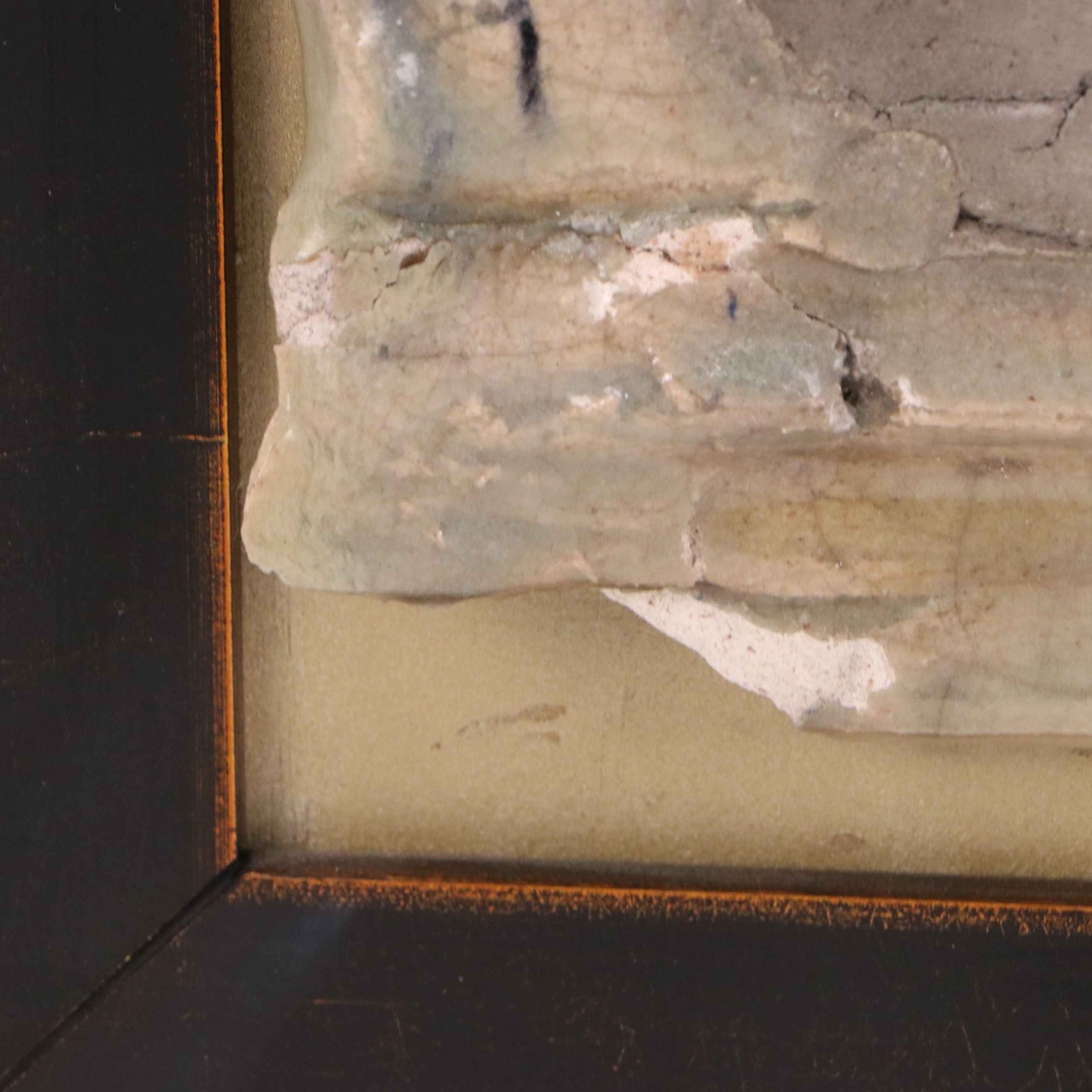 European School Hand-Painted Ceramic Wall Plaque, Circa 1970