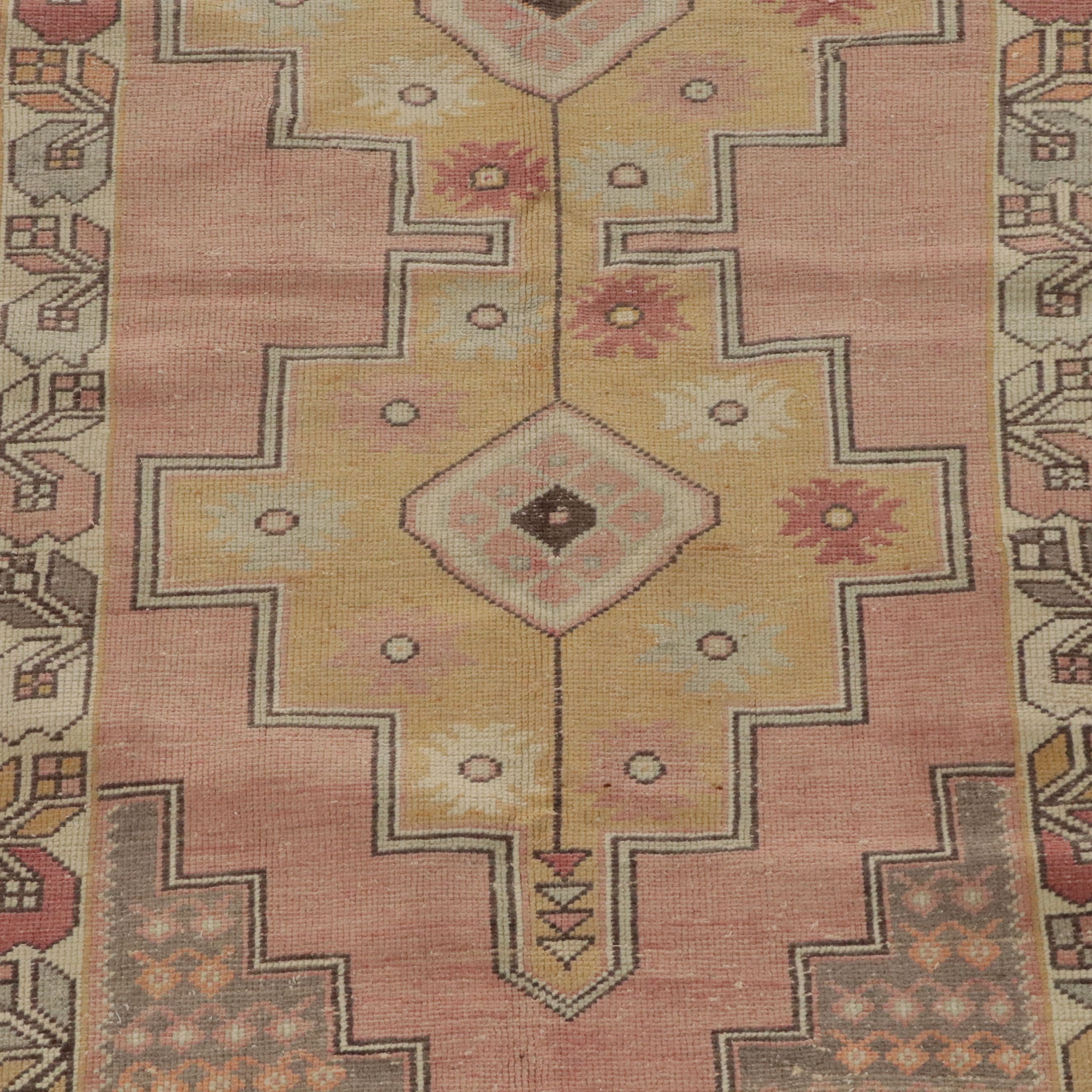 4'1 x 8'6 Hand-Knotted Turkish Anatolian Area Rug