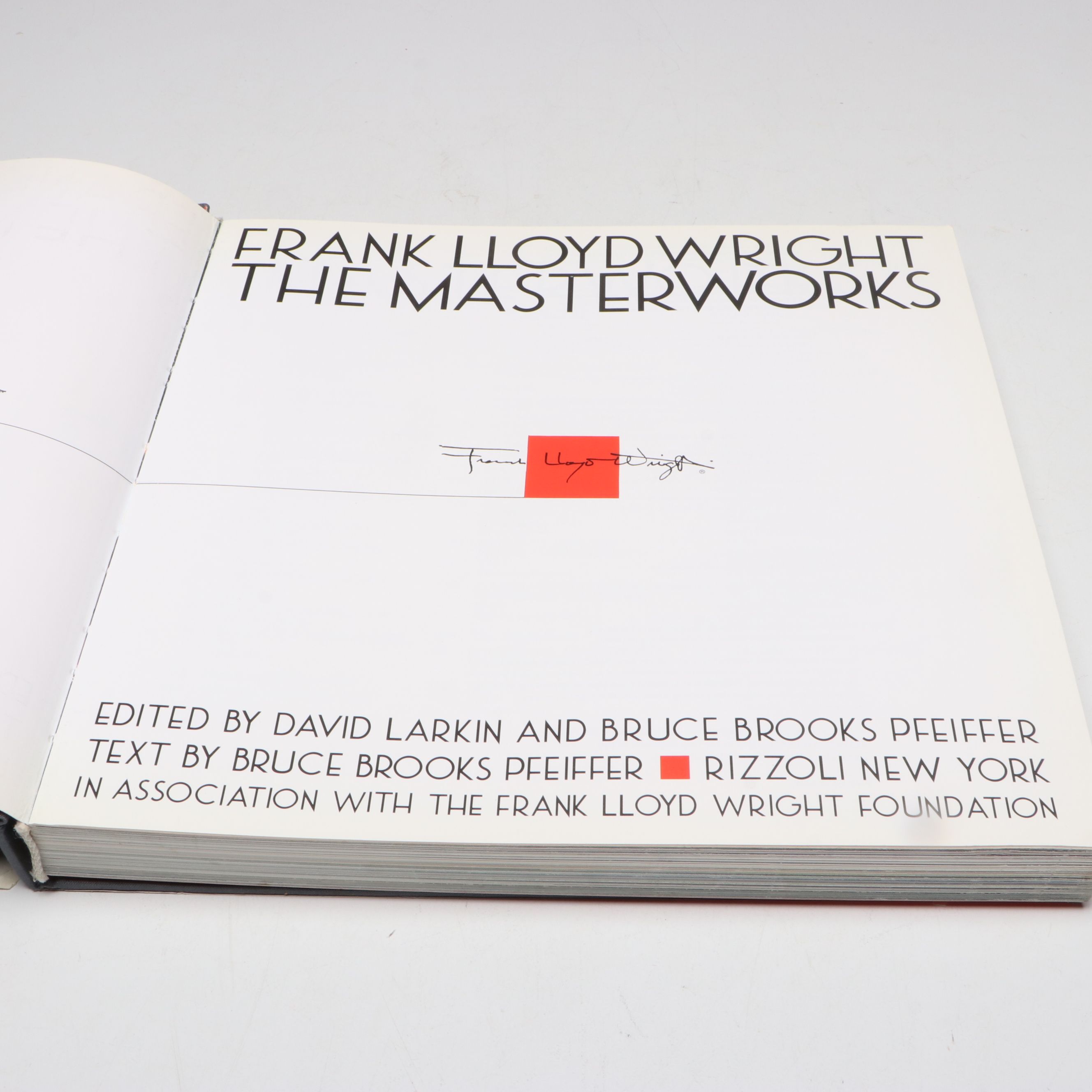 First Edition "Frank Lloyd Wright: The Masterworks" by Pfeiffer and Larkin, 1993