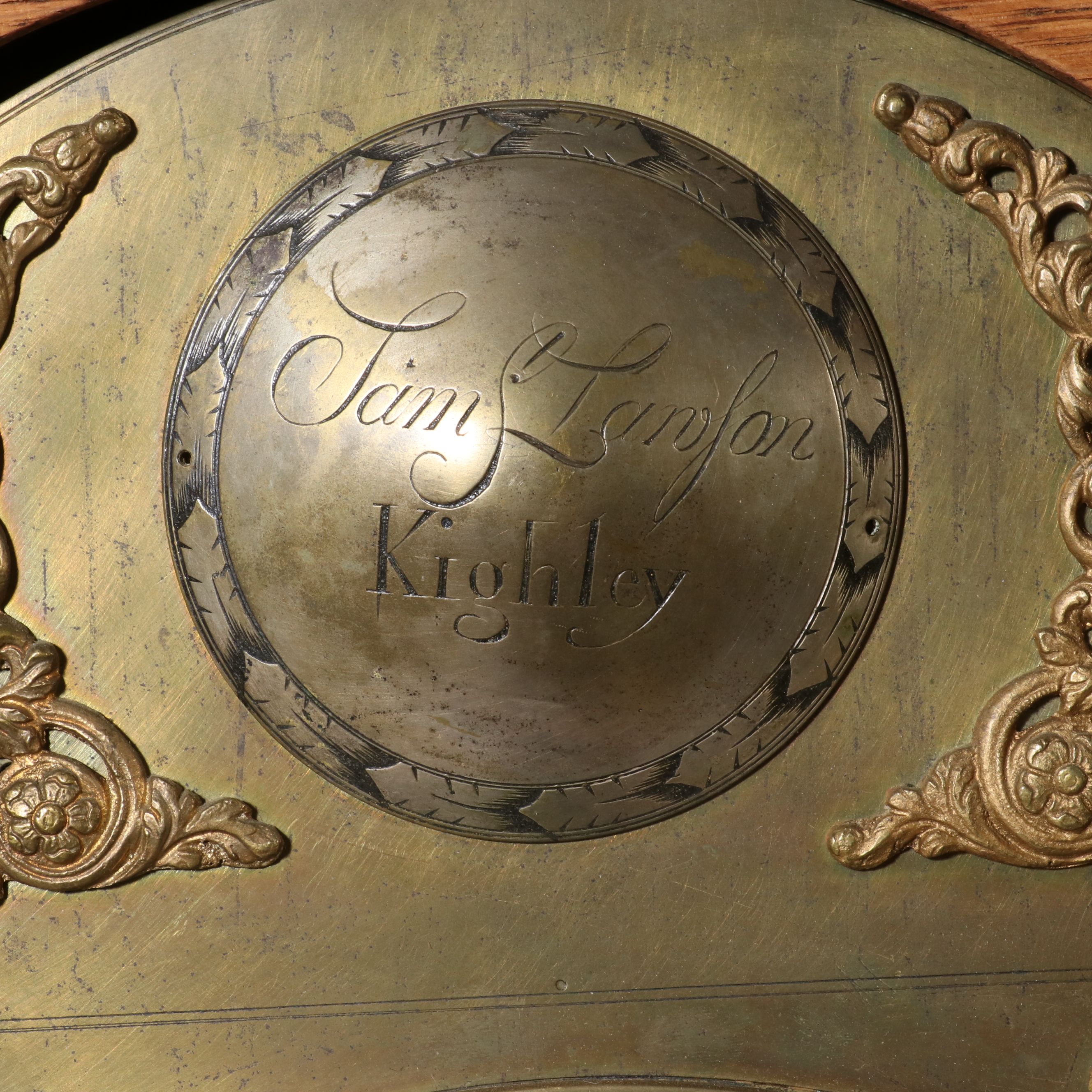 Samuel Lawson "Kighley" English Regency Oak and Walnut Longcase Clock, 18th C.