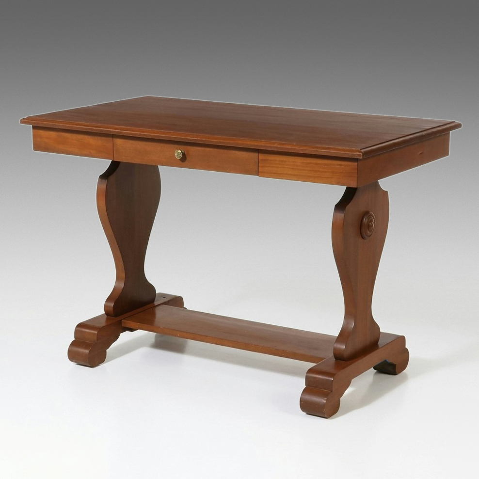 American Empire Revival Cherry Library Table, Late 19th/Early 20th Century