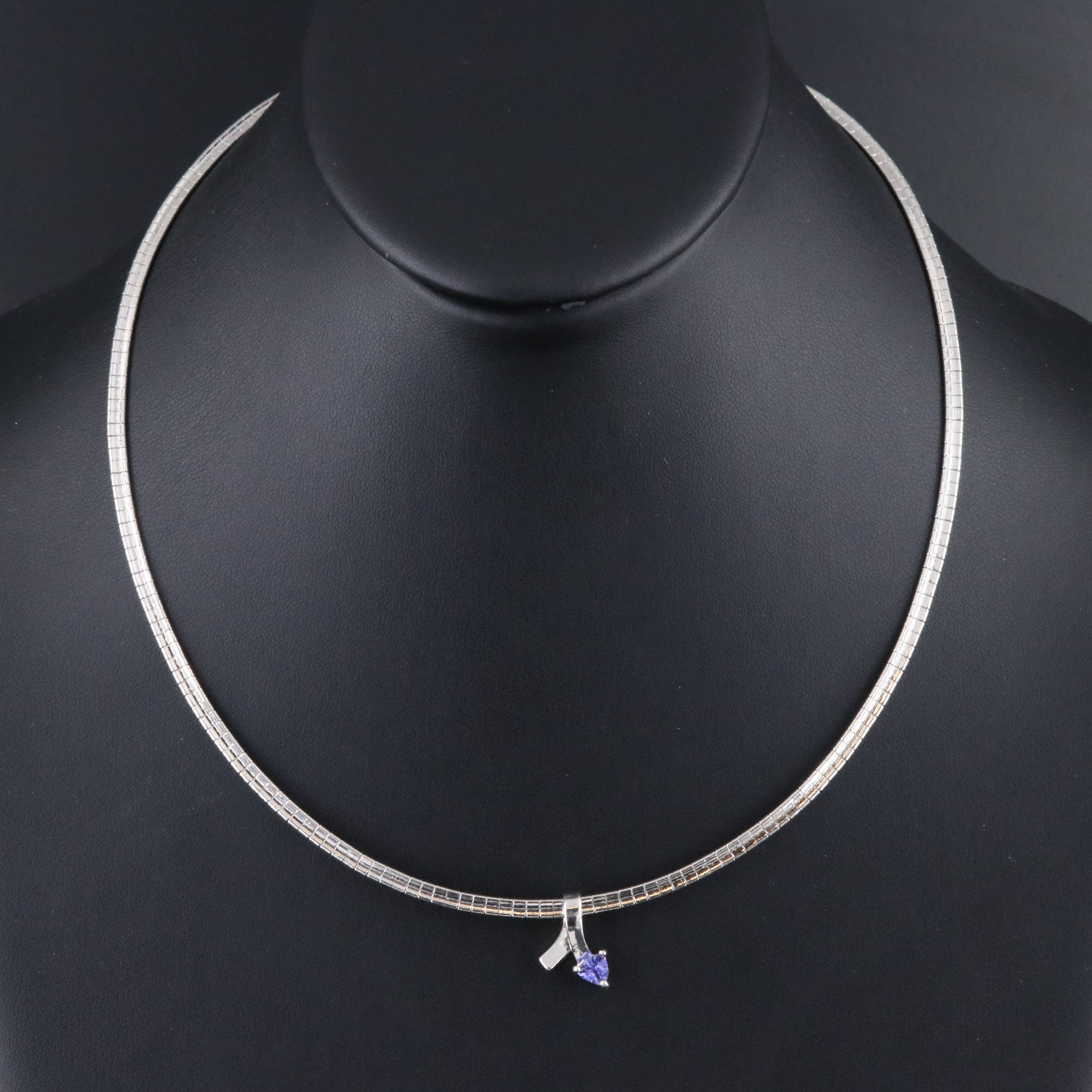 Tanzanite Pendant Slide on Omega Chain Necklace