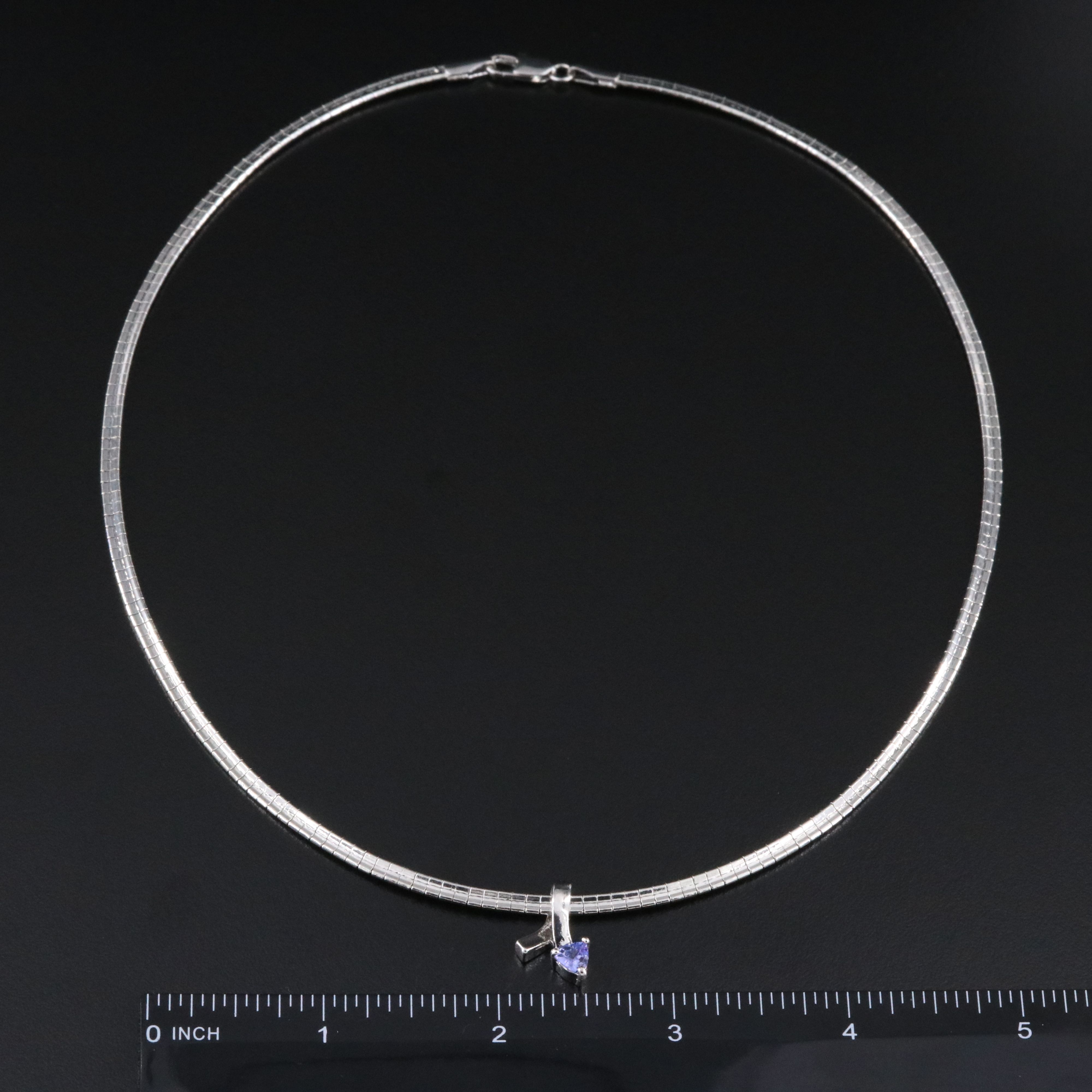 Tanzanite Pendant Slide on Omega Chain Necklace