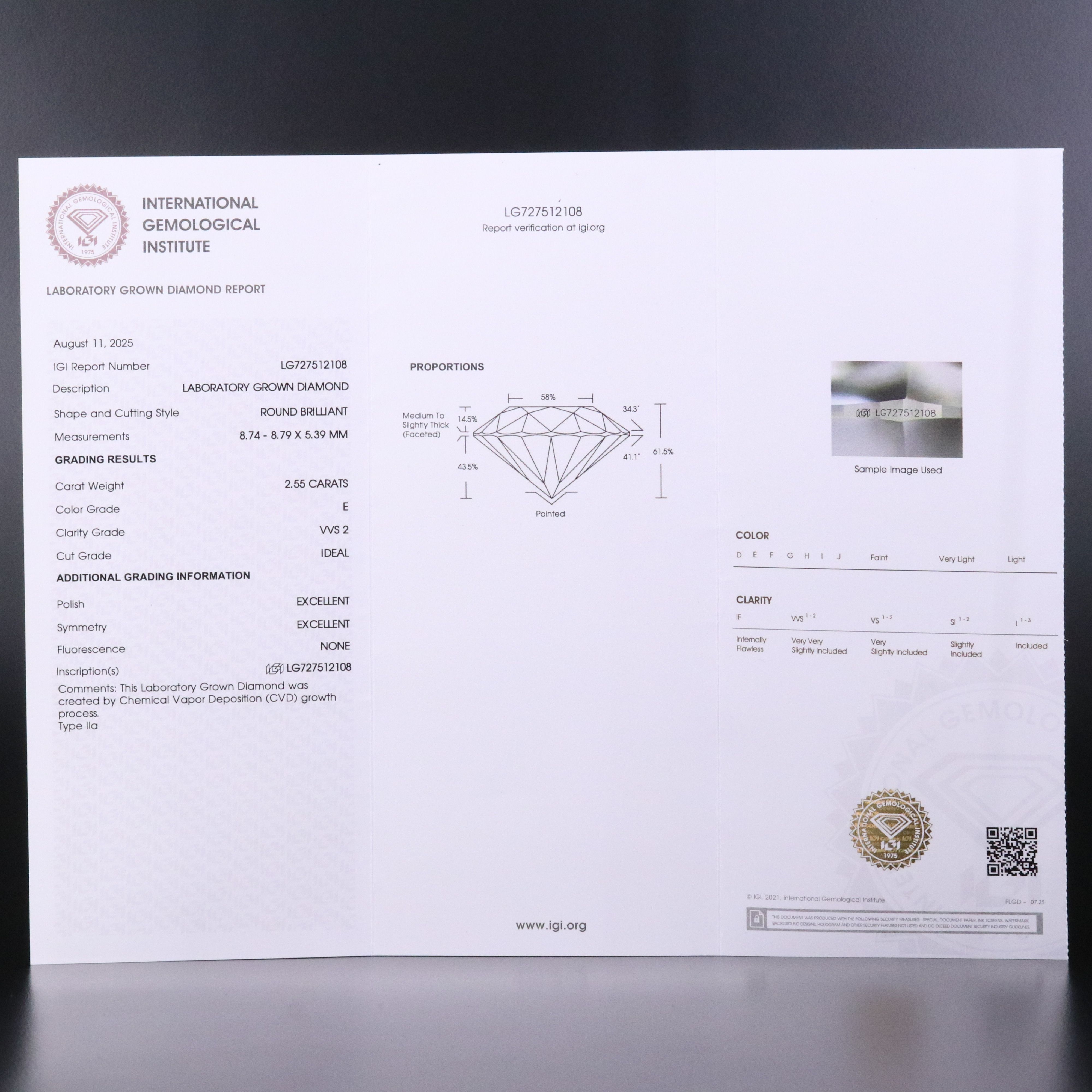 Platinum 5.10 CTW Lab Grown Diamond Stud Earrings with IGI Report