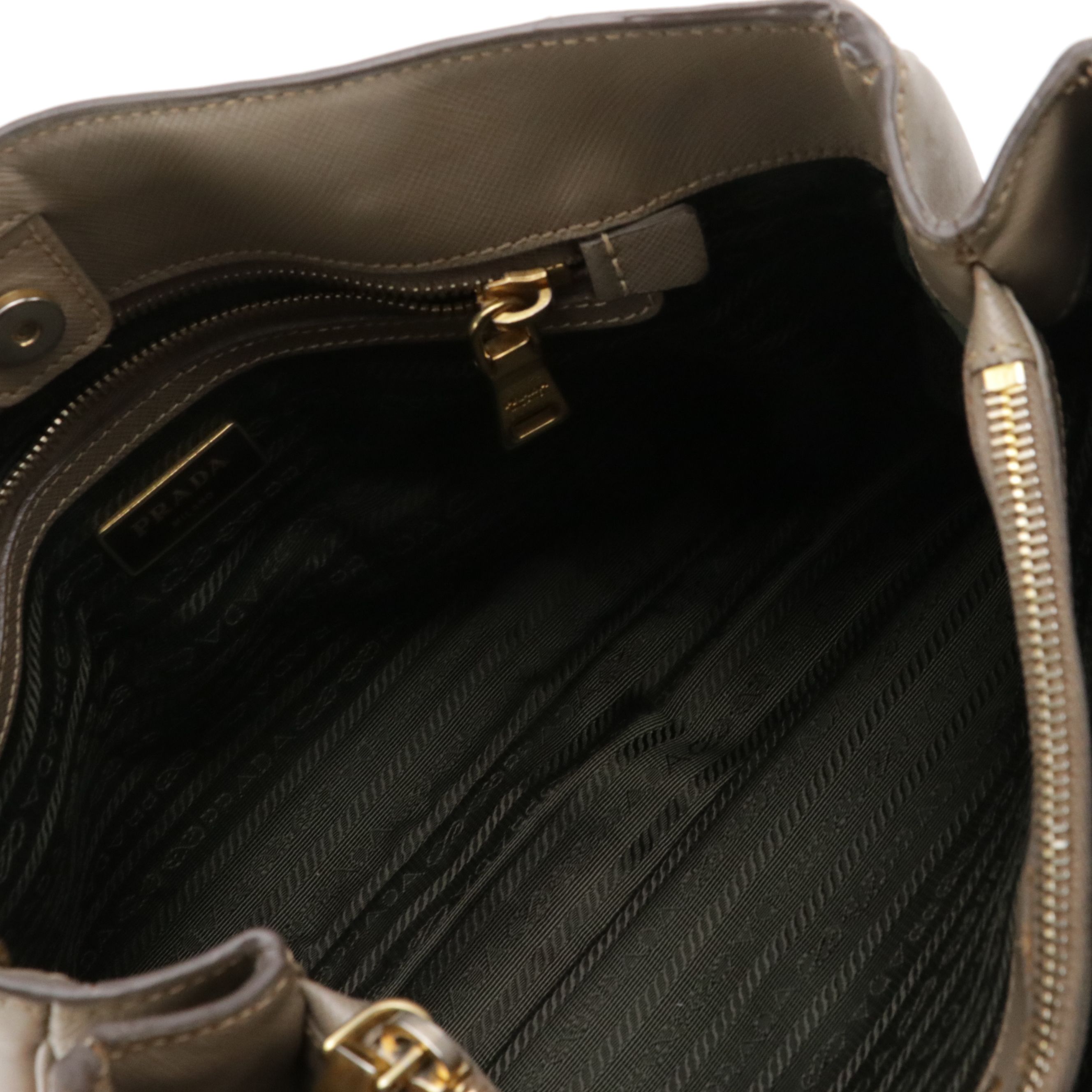 Prada Two-Way Shopping Tote in Taupe Saffiano Leather