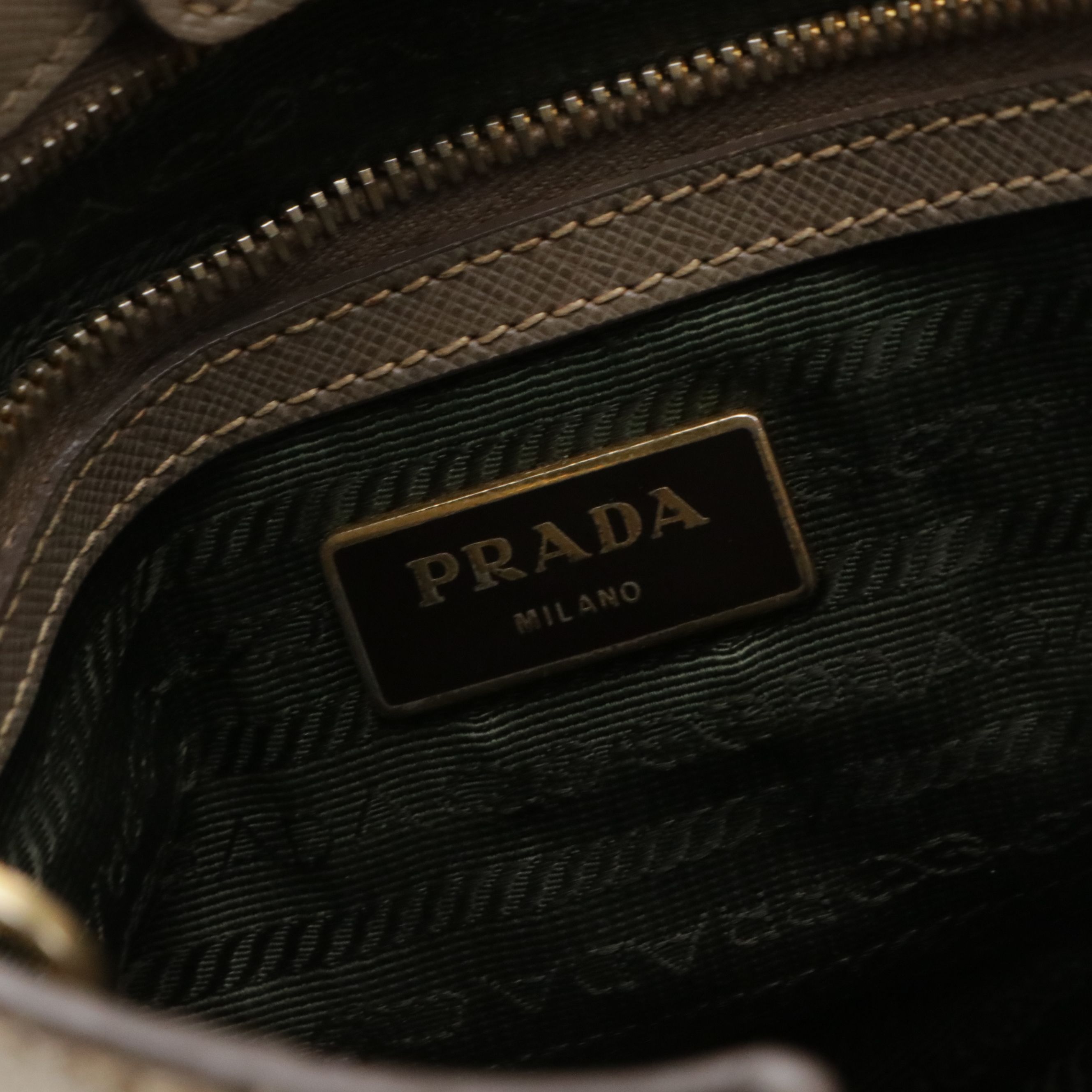 Prada Two-Way Shopping Tote in Taupe Saffiano Leather