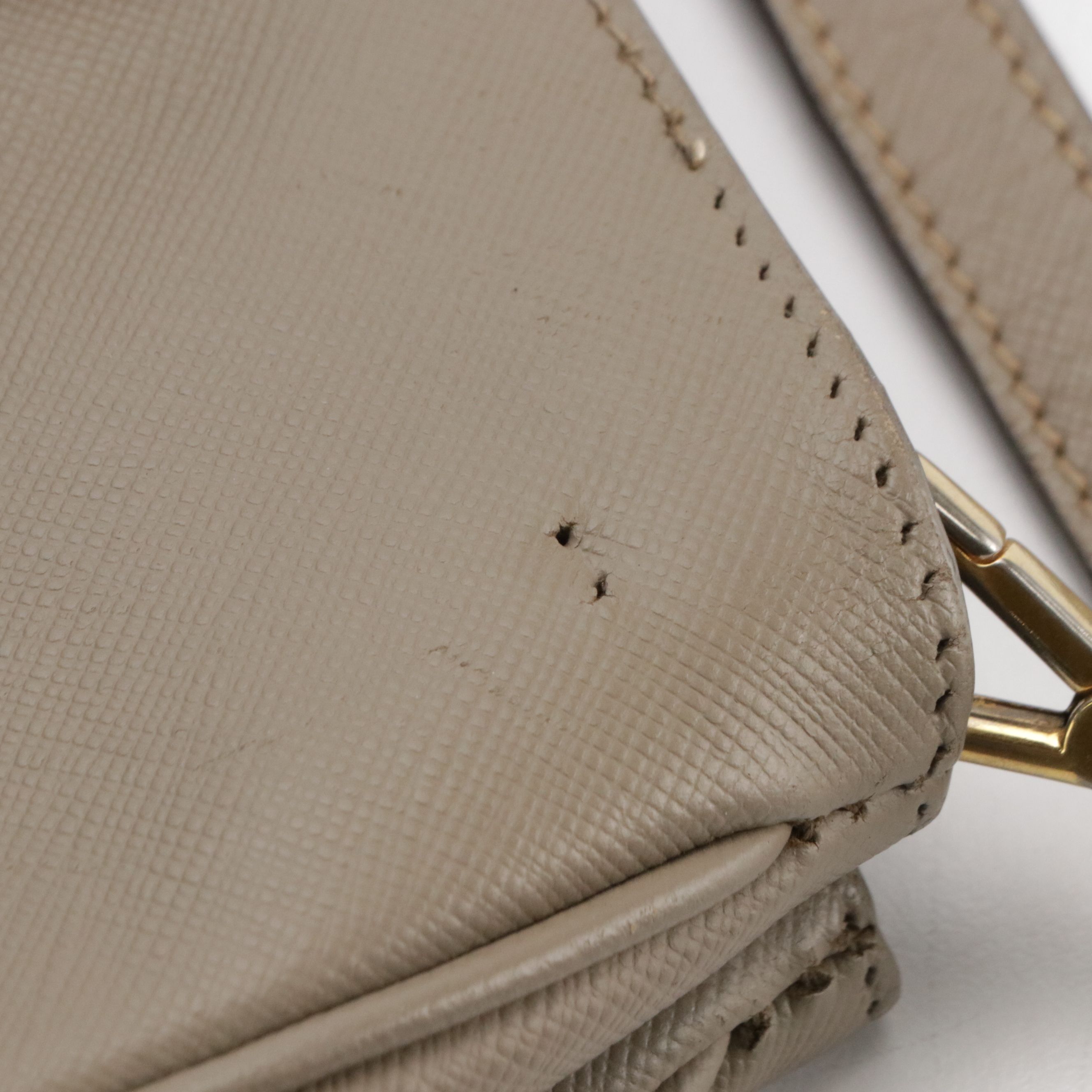 Prada Two-Way Shopping Tote in Taupe Saffiano Leather