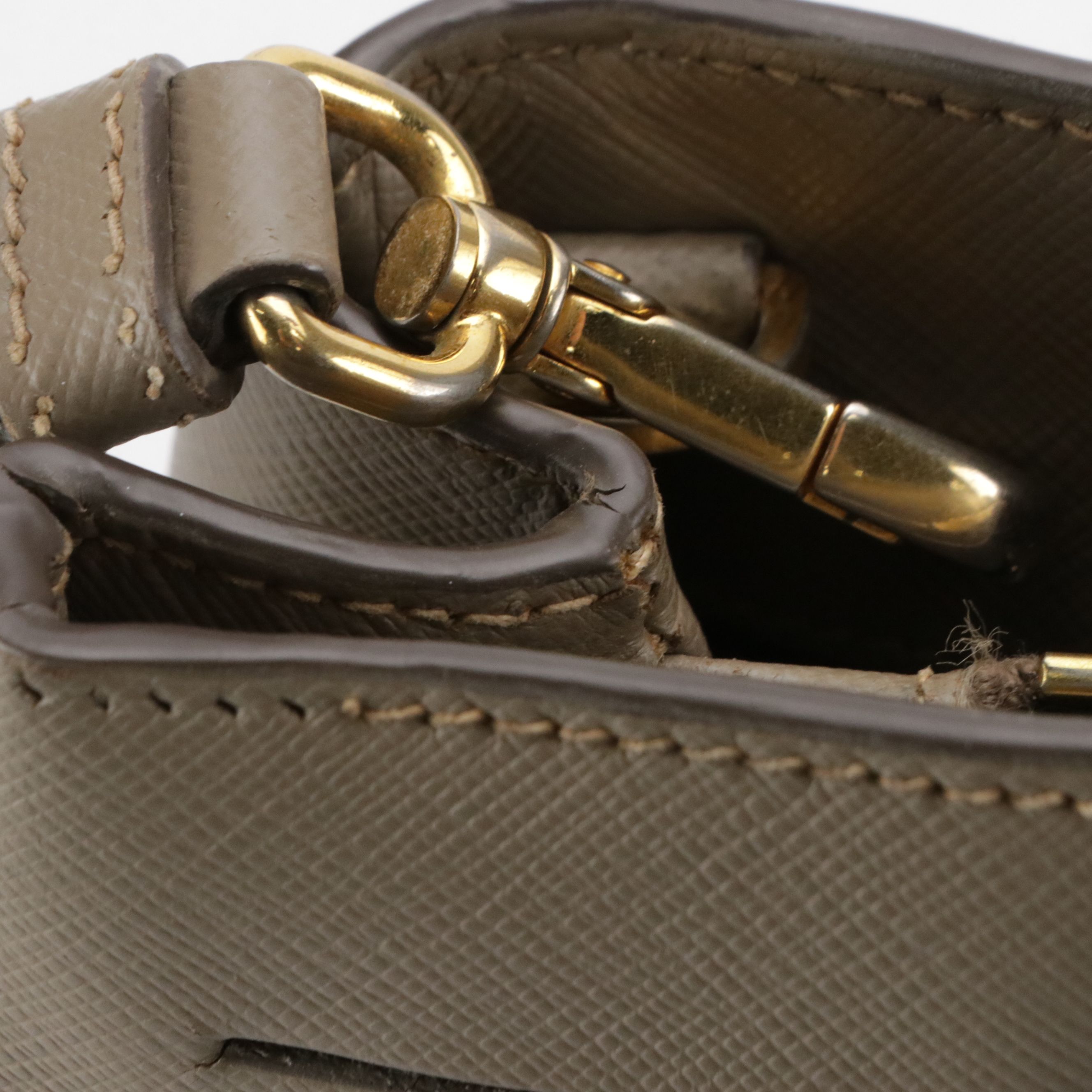 Prada Two-Way Shopping Tote in Taupe Saffiano Leather