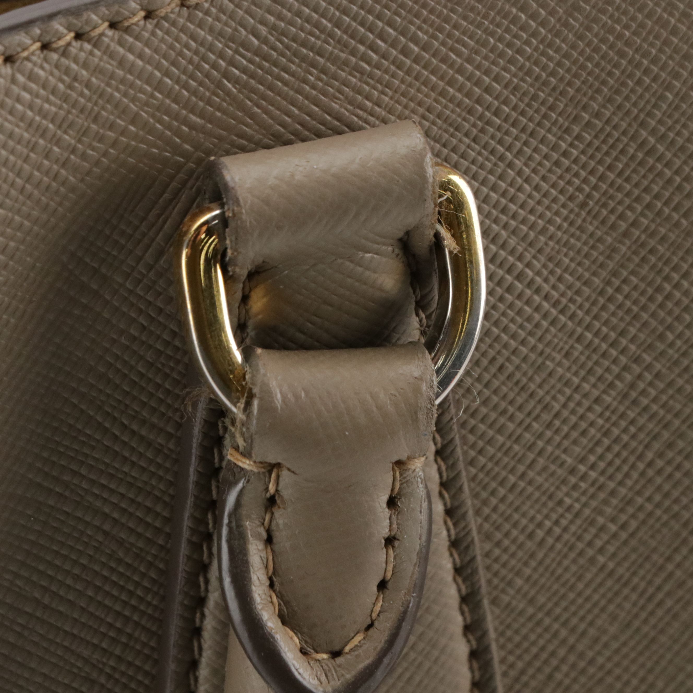 Prada Two-Way Shopping Tote in Taupe Saffiano Leather