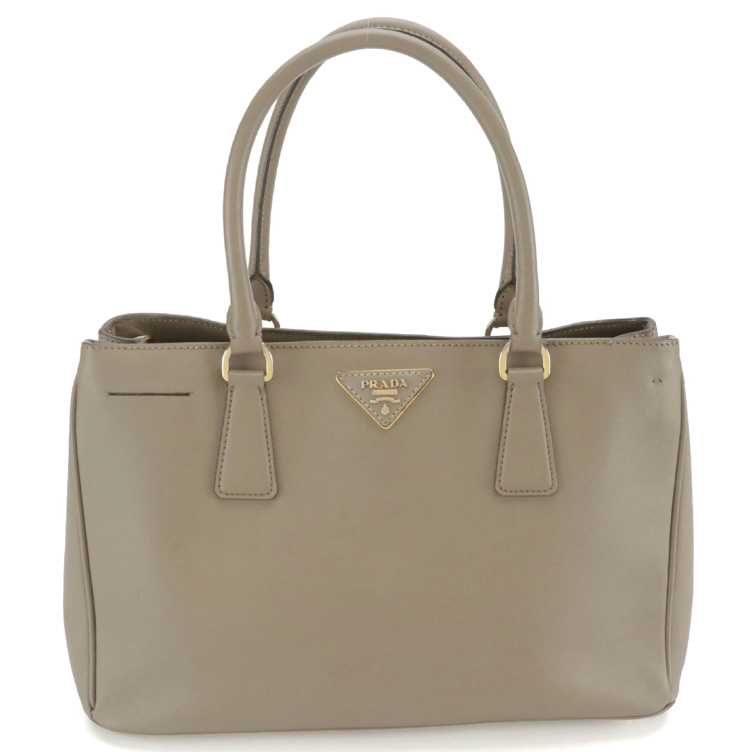 Prada Two-Way Shopping Tote in Taupe Saffiano Leather