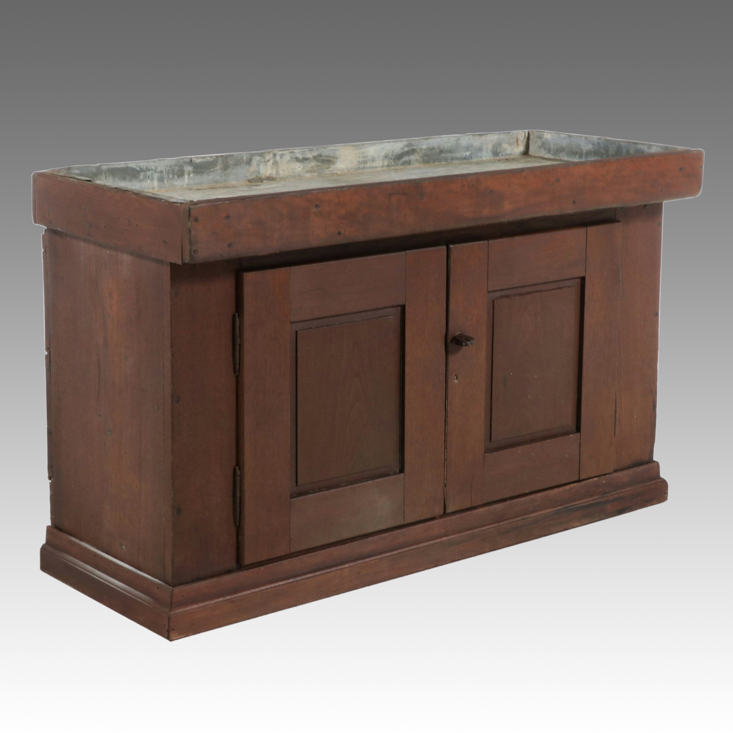 American Primitive Walnut Dry Sink with Zinc Liner, Late 19th Century