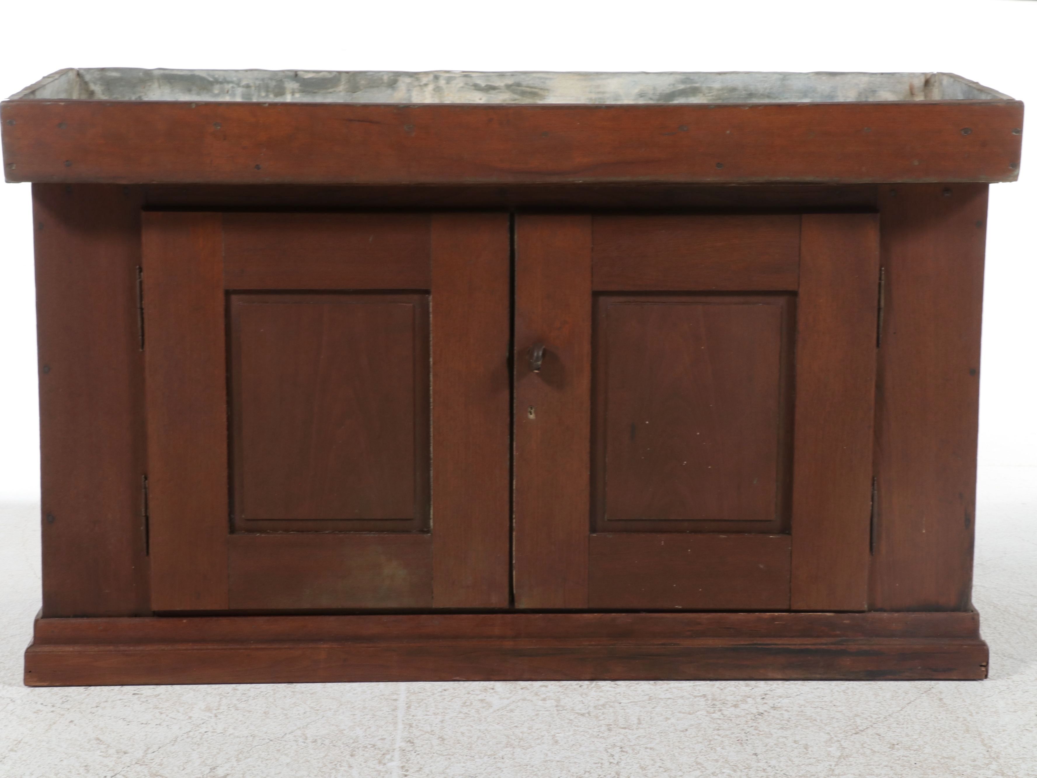 American Primitive Walnut Dry Sink with Zinc Liner, Late 19th Century