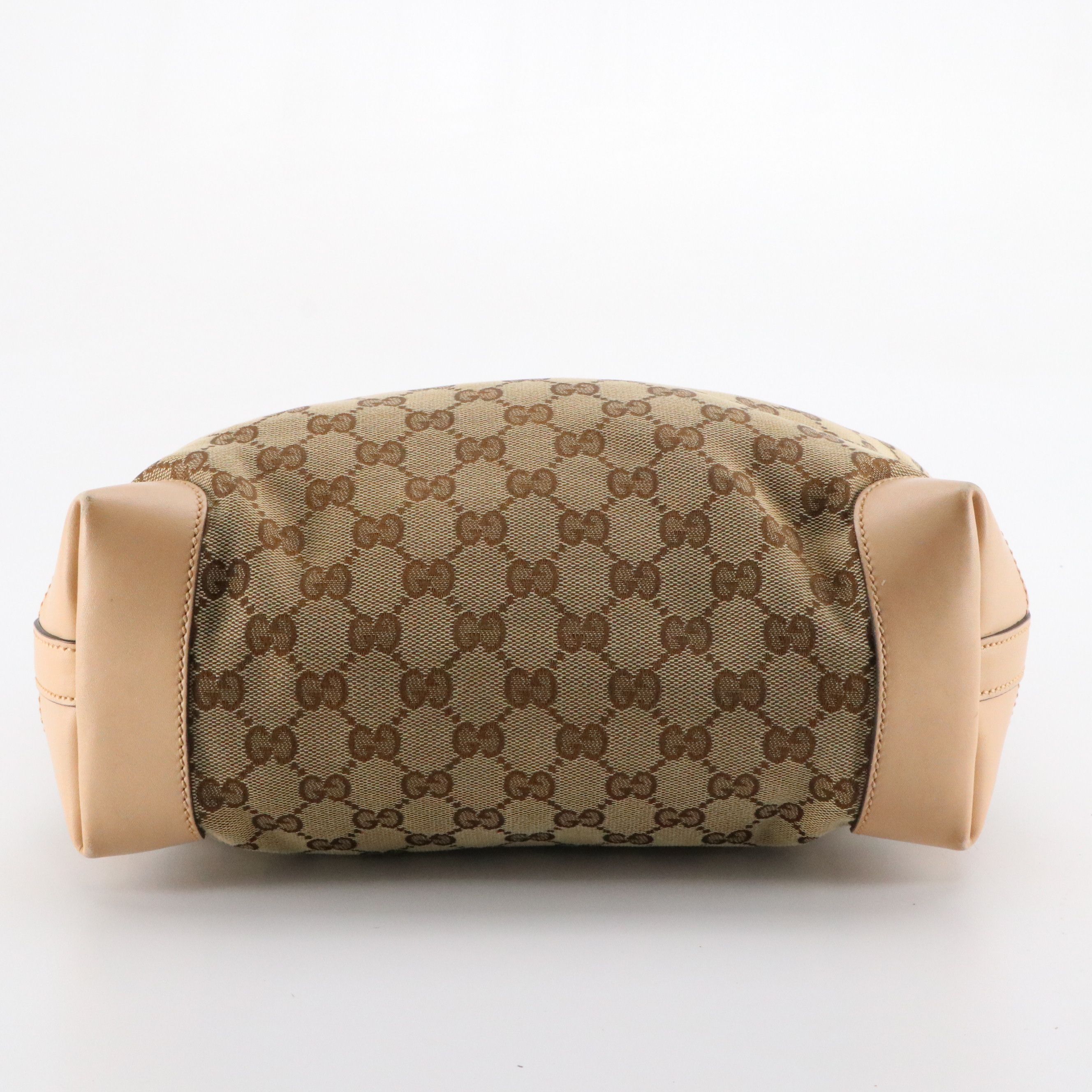 Gucci Signature Craft Tote Bag and Zip Pouch in GG Canvas and Blush/Tan Leather