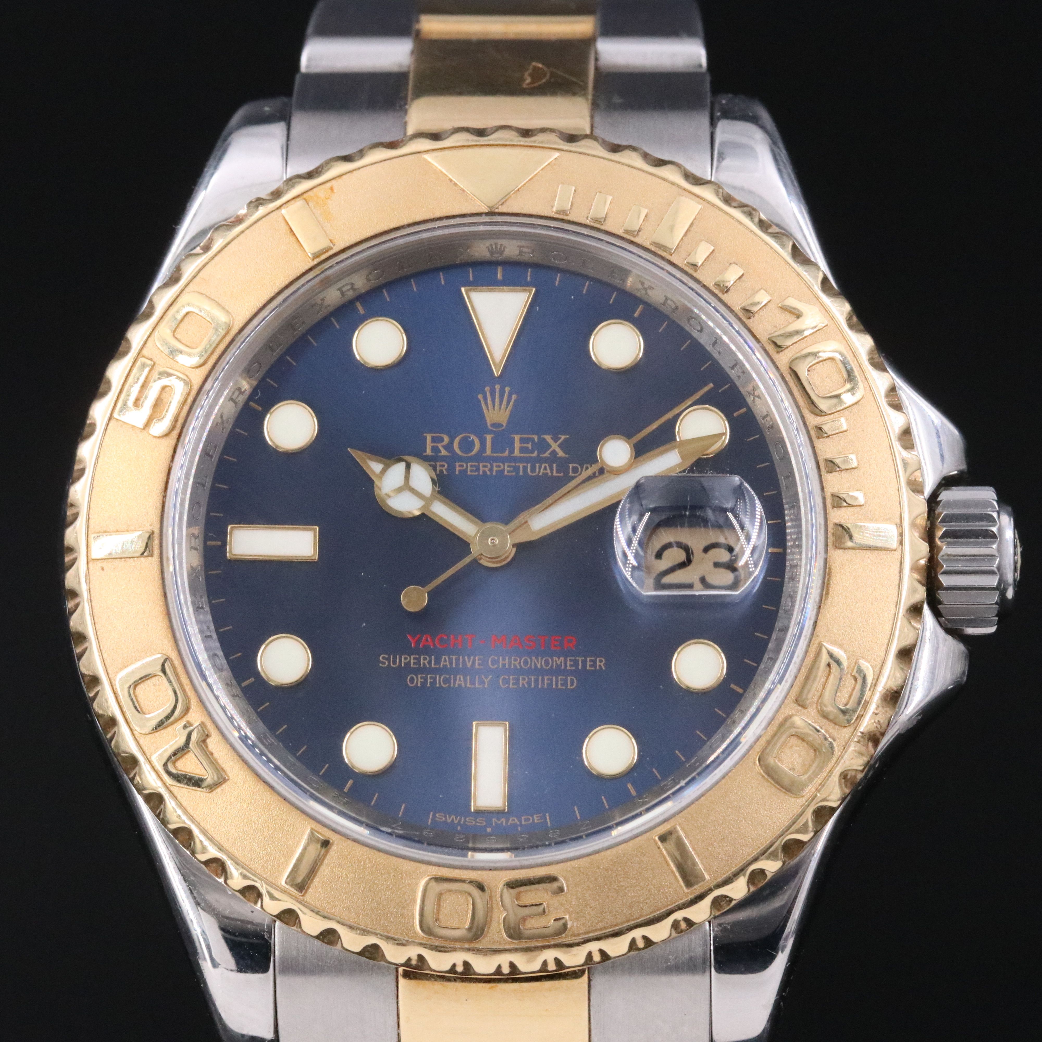 2000 Rolex Yacht-Master Blue Dial Date Two Tone Ref.16623 Watch