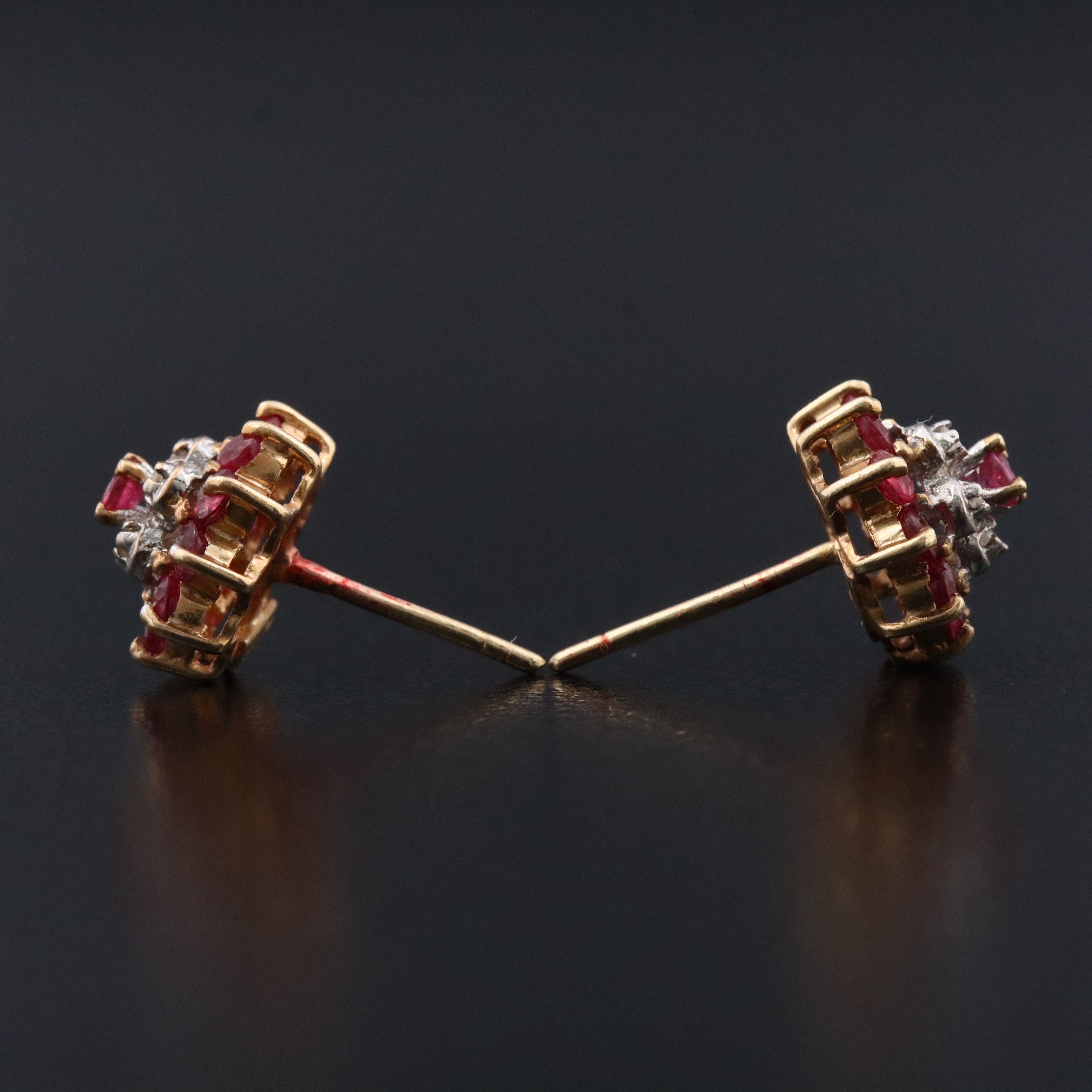 14K Ruby and Diamond Earrings