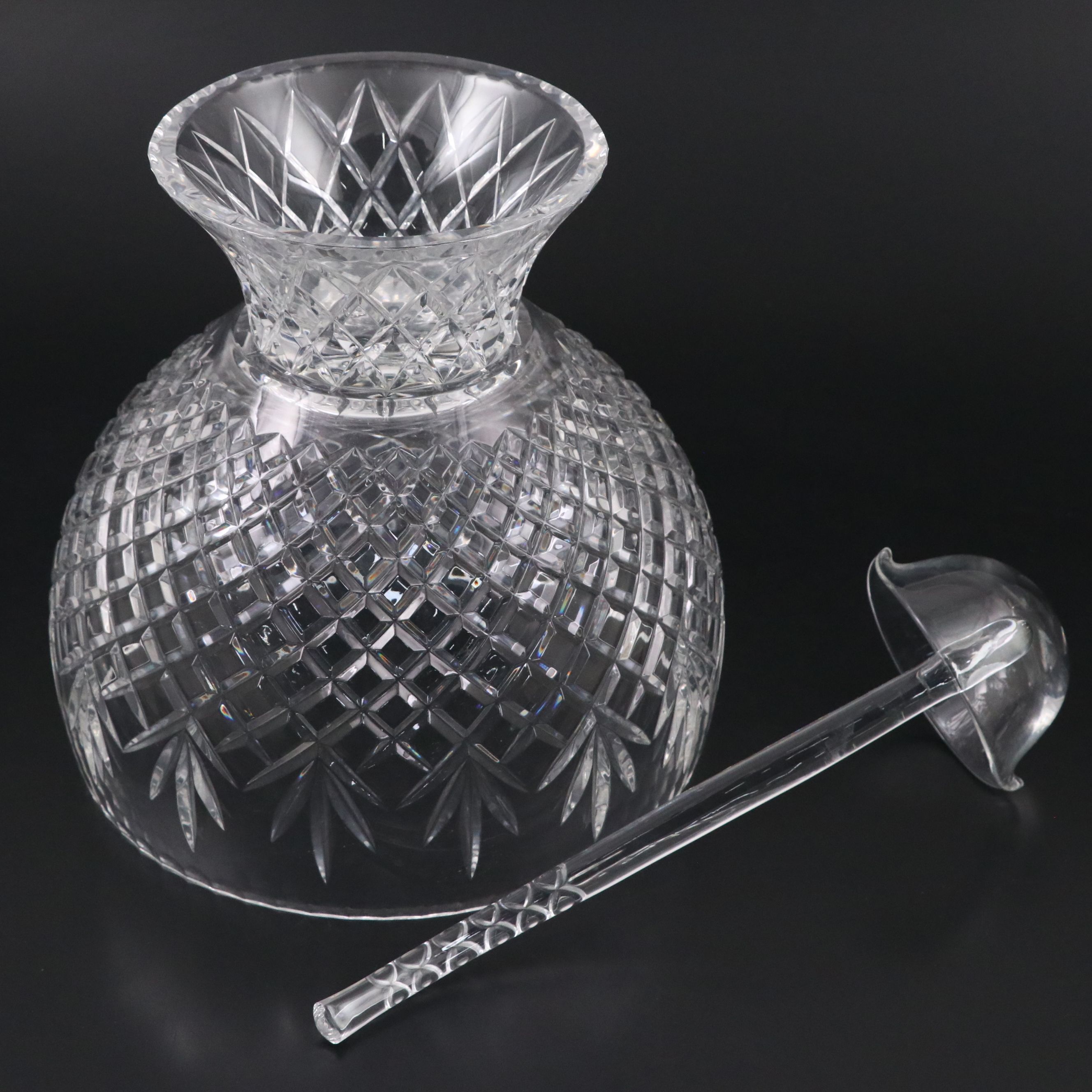 Waterford Crystal Punch Bowl with Ofnah "Windsor" Punch Cups and Other Ladle