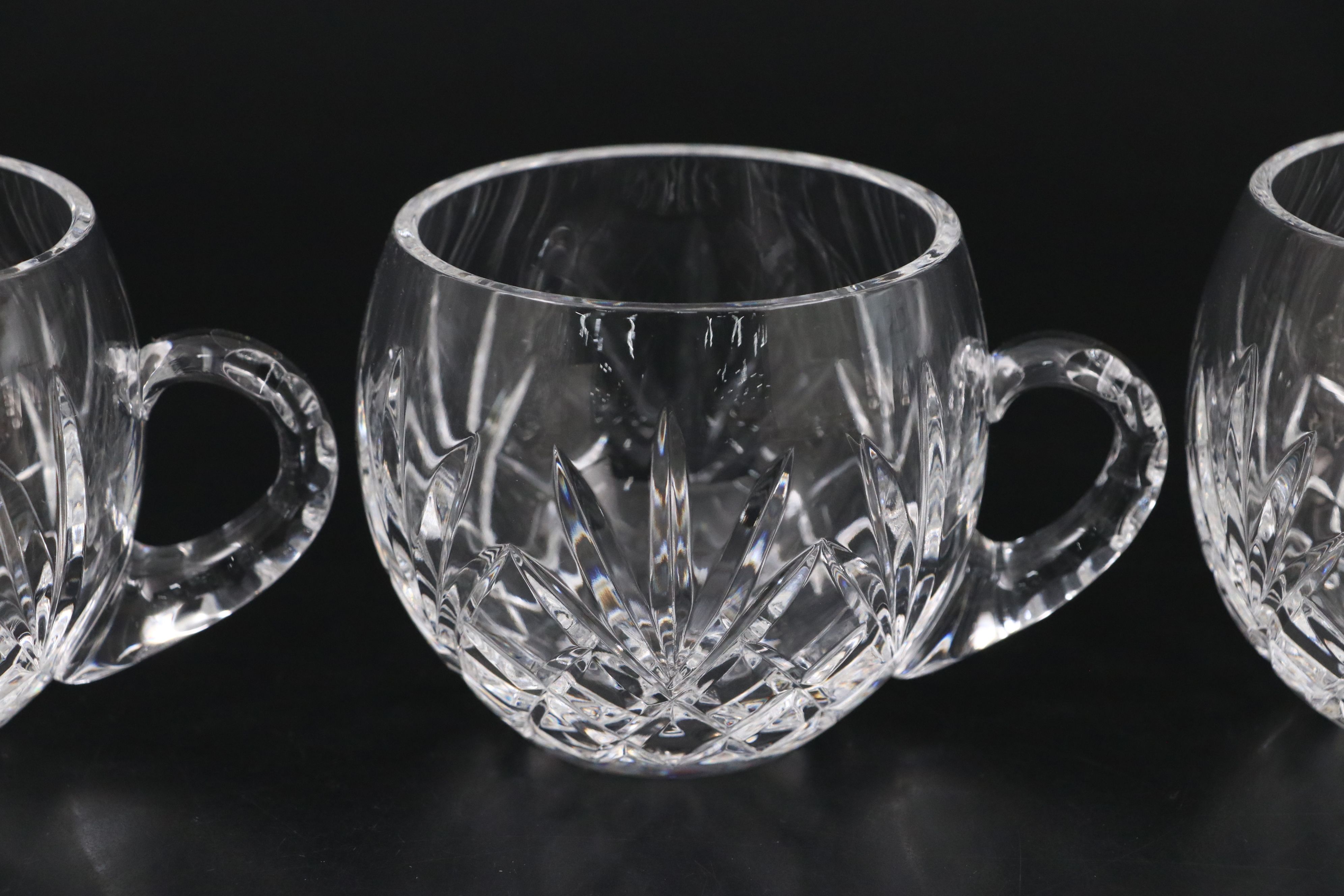 Waterford Crystal Punch Bowl with Ofnah "Windsor" Punch Cups and Other Ladle
