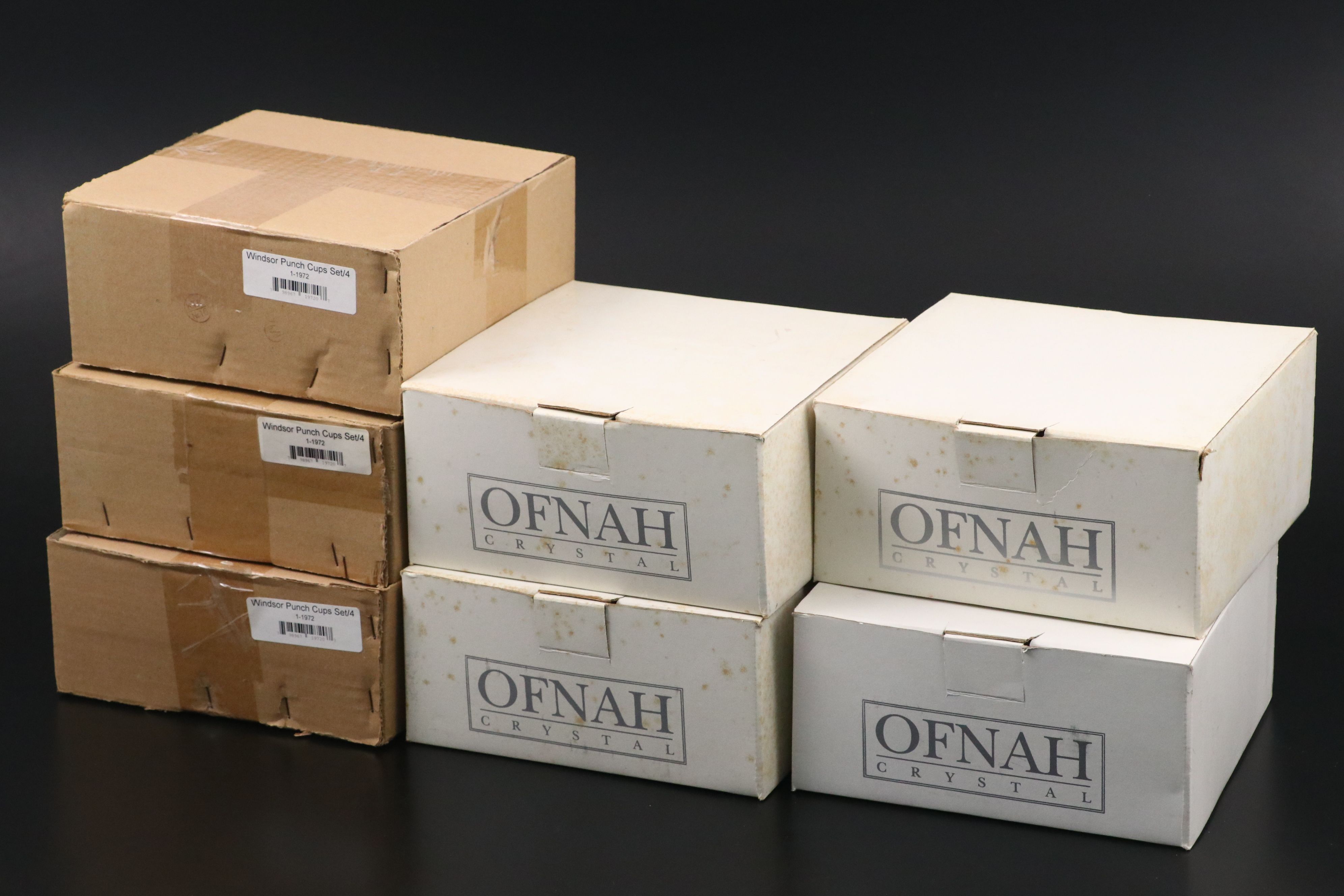 Waterford Crystal Punch Bowl with Ofnah "Windsor" Punch Cups and Other Ladle