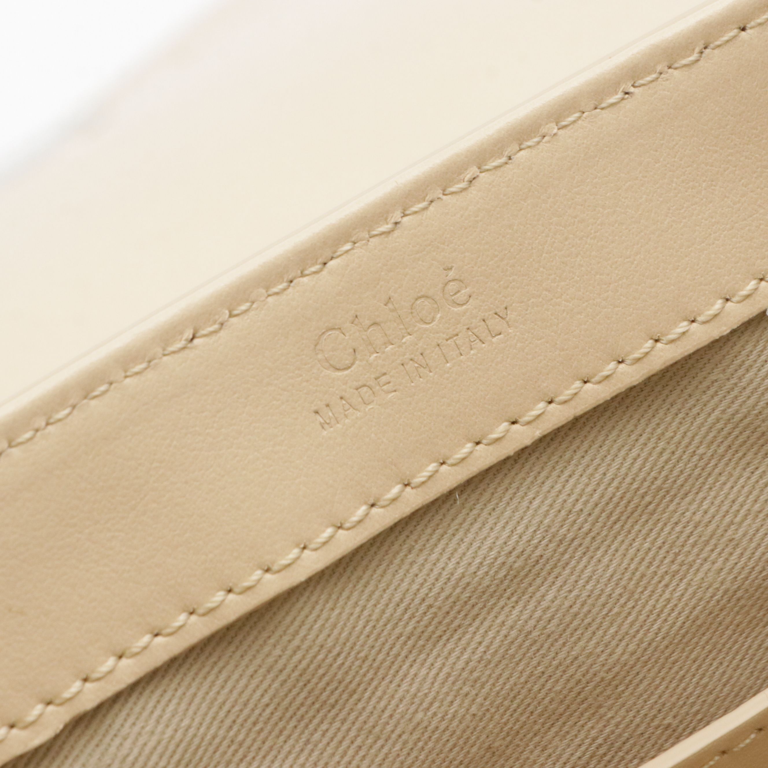 Chloé Small C Two-Way Bag in Beige Smooth Calf Leather and Metallic Accent