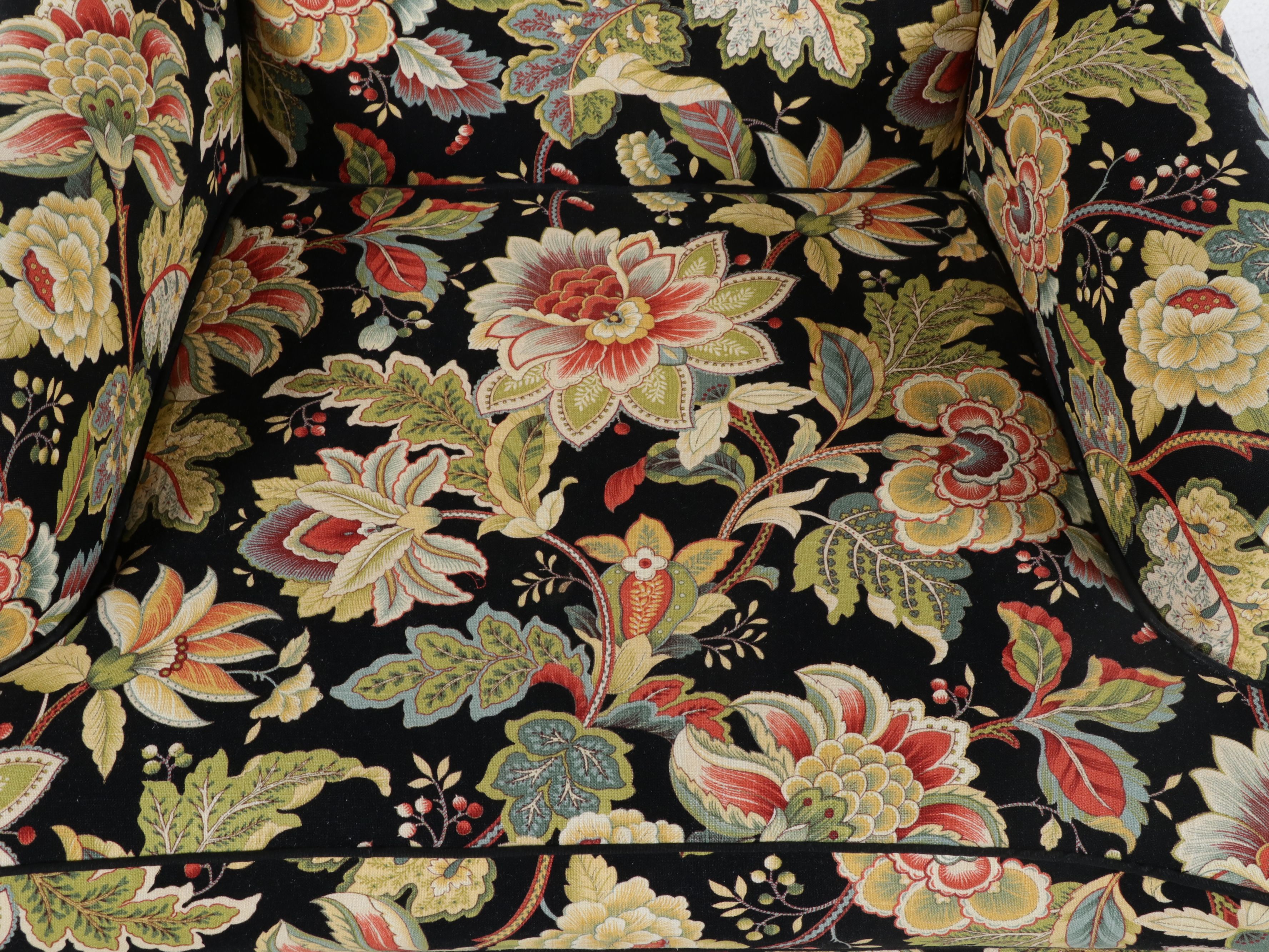 Contemporary Wingback Accent Chair in Jacobean Floral Print