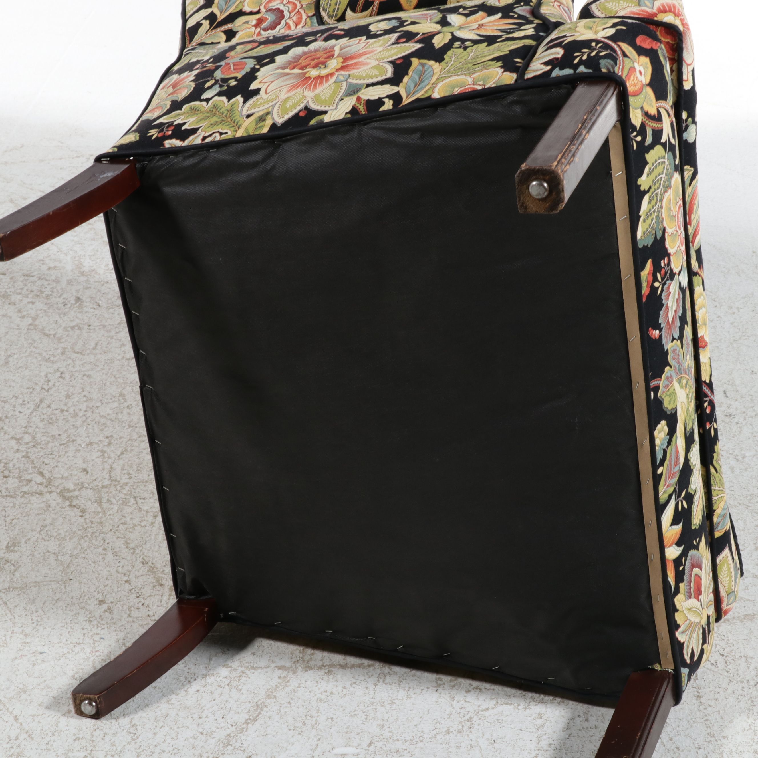 Contemporary Wingback Accent Chair in Jacobean Floral Print