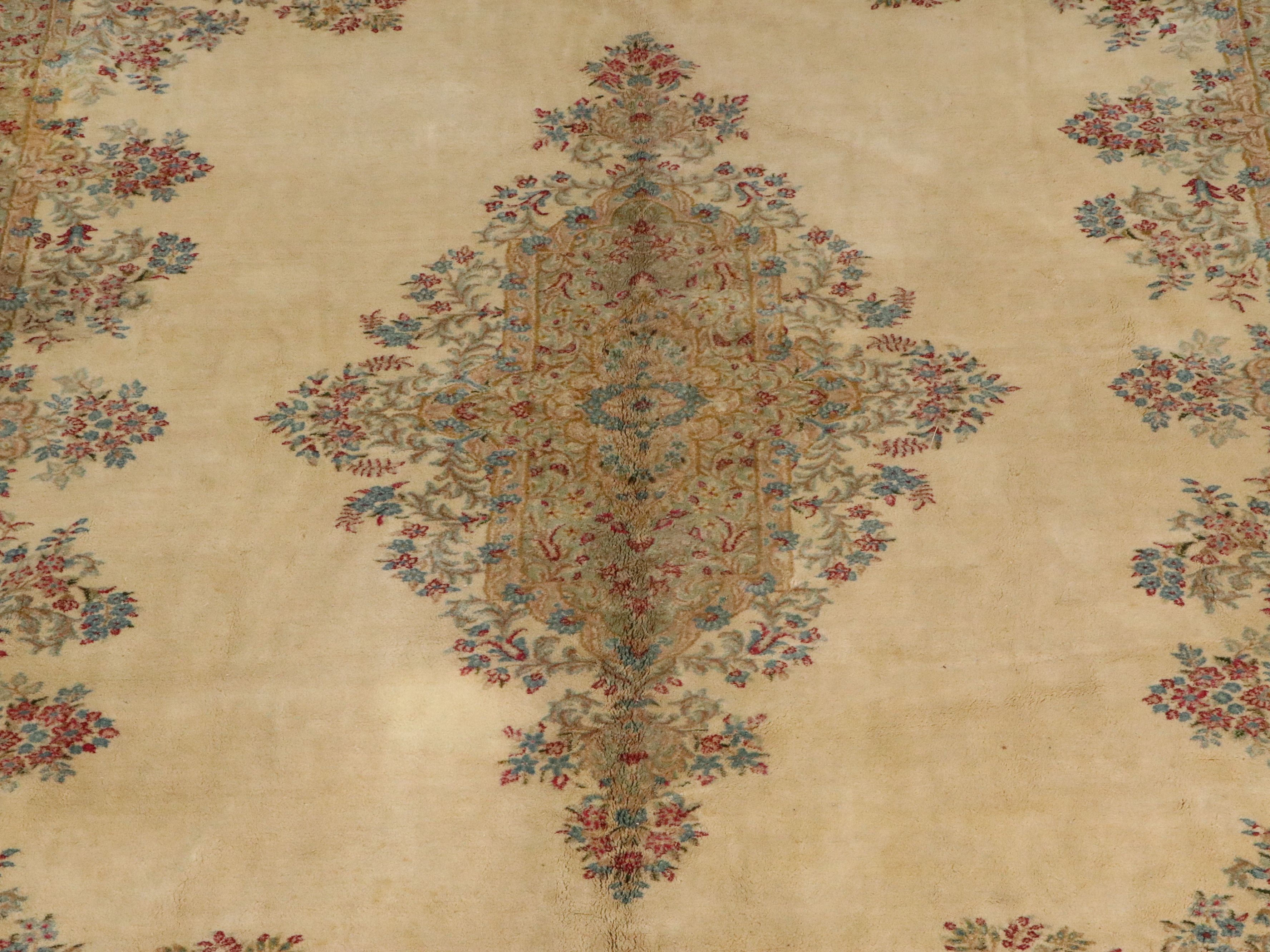 10'10 x 16'6 Hand-Knotted Persian Kerman Room Sized Rug