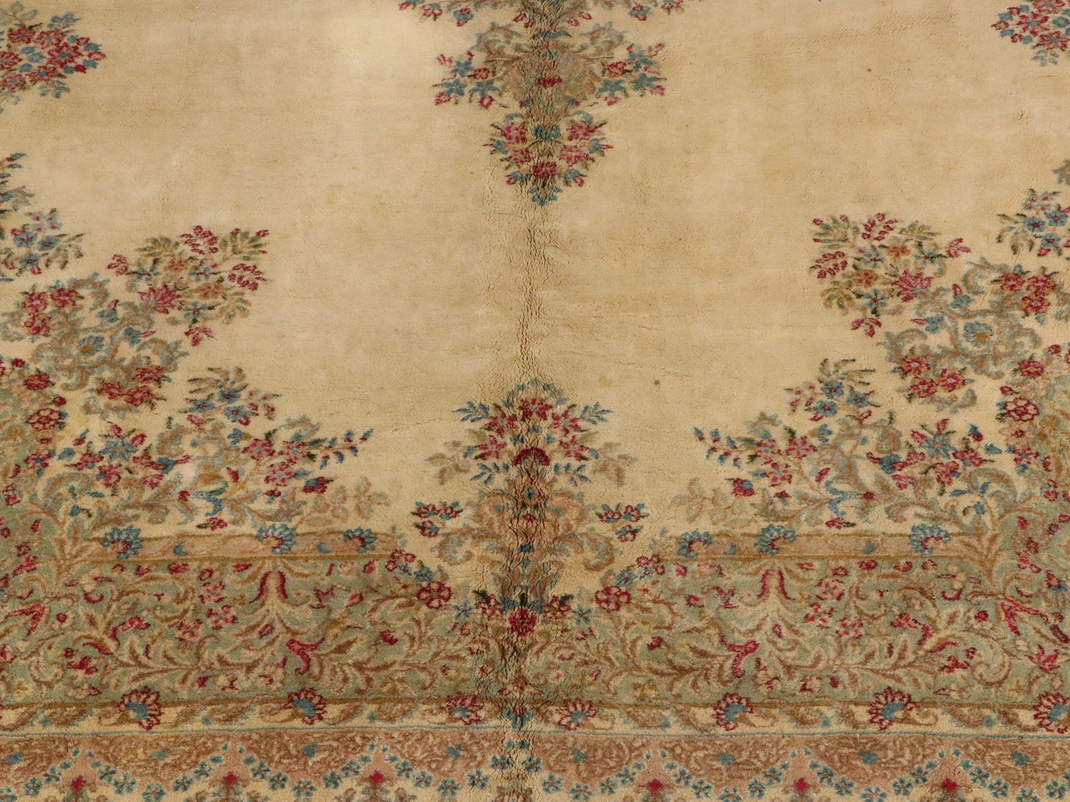 10'10 x 16'6 Hand-Knotted Persian Kerman Room Sized Rug