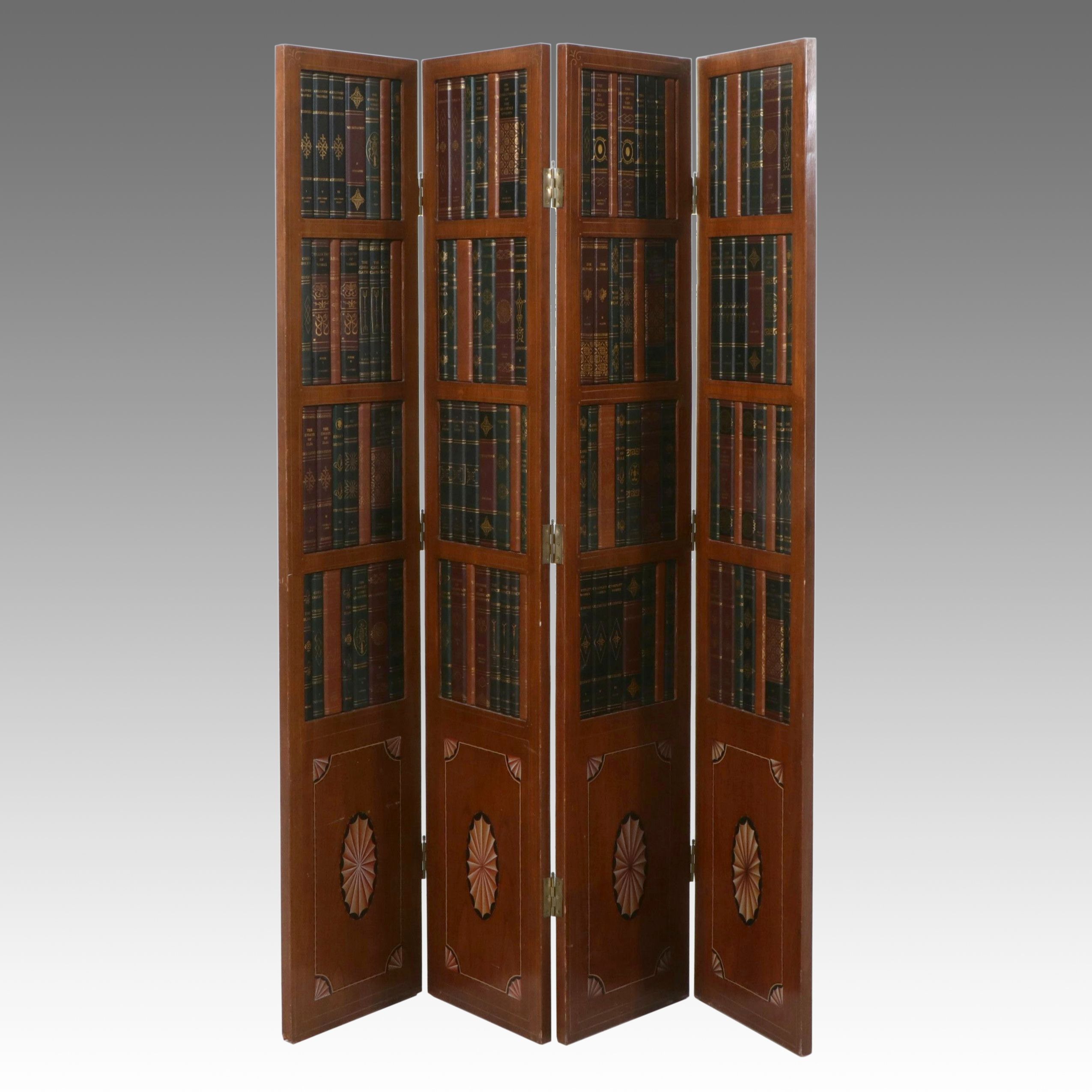 Maitland Smith Trompe l'Oeil Library Folding Screen, Late 20th Century
