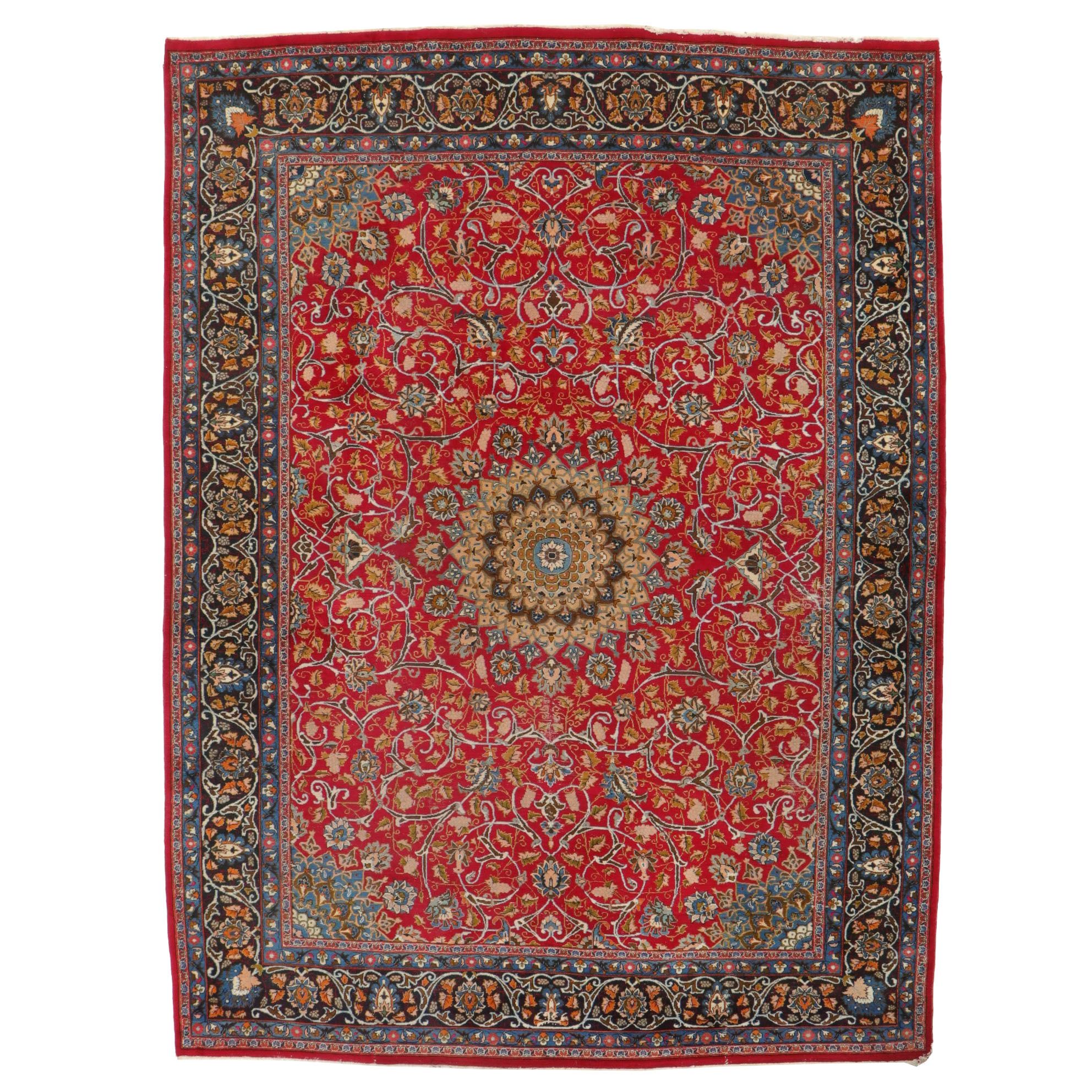 9'10 x 13'2 Hand-Knotted Persian Isfahan Room Sized Rug
