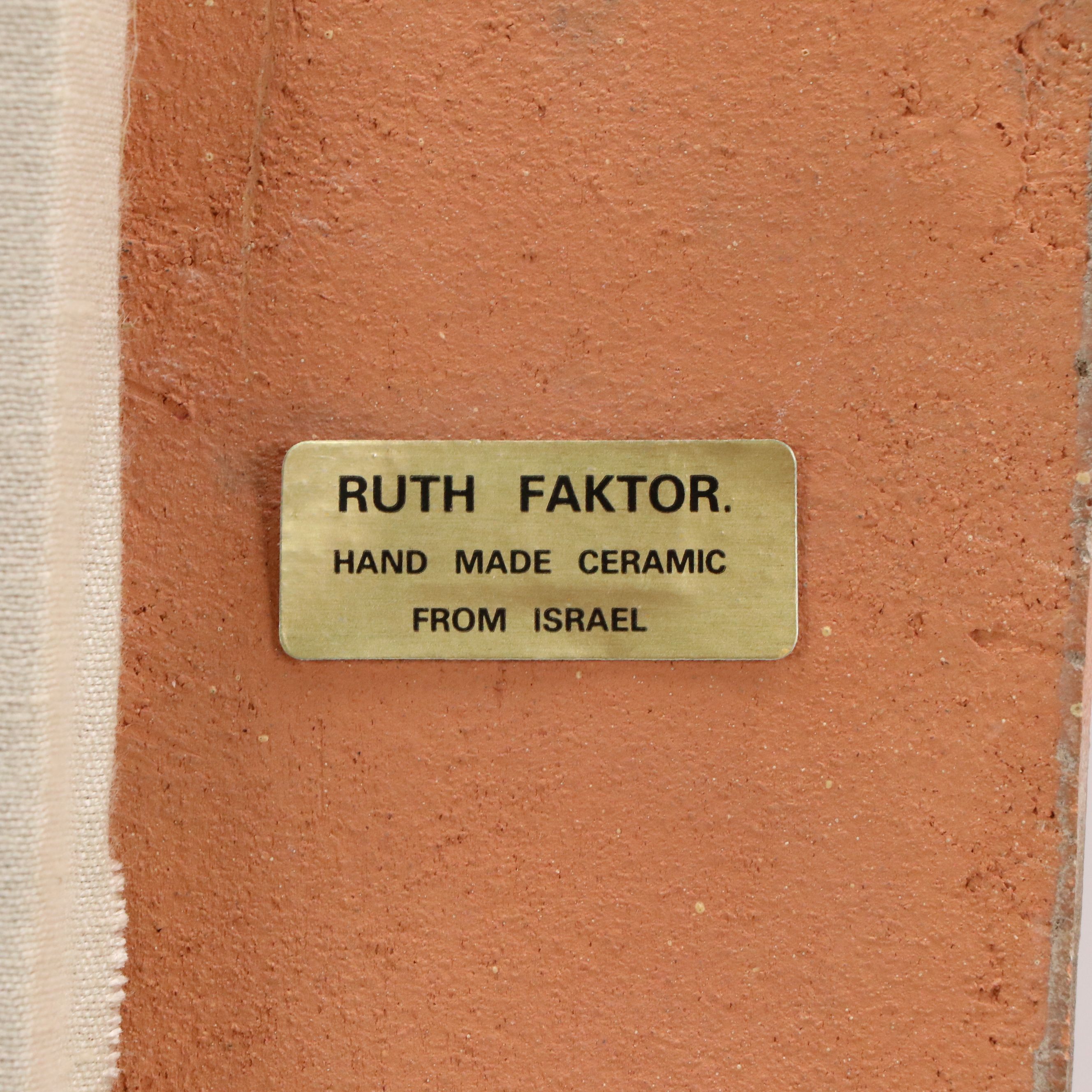 Ruth Faktorowicz Glazed Ceramic Relief Portrait of Family, Mid-Late 20th Century