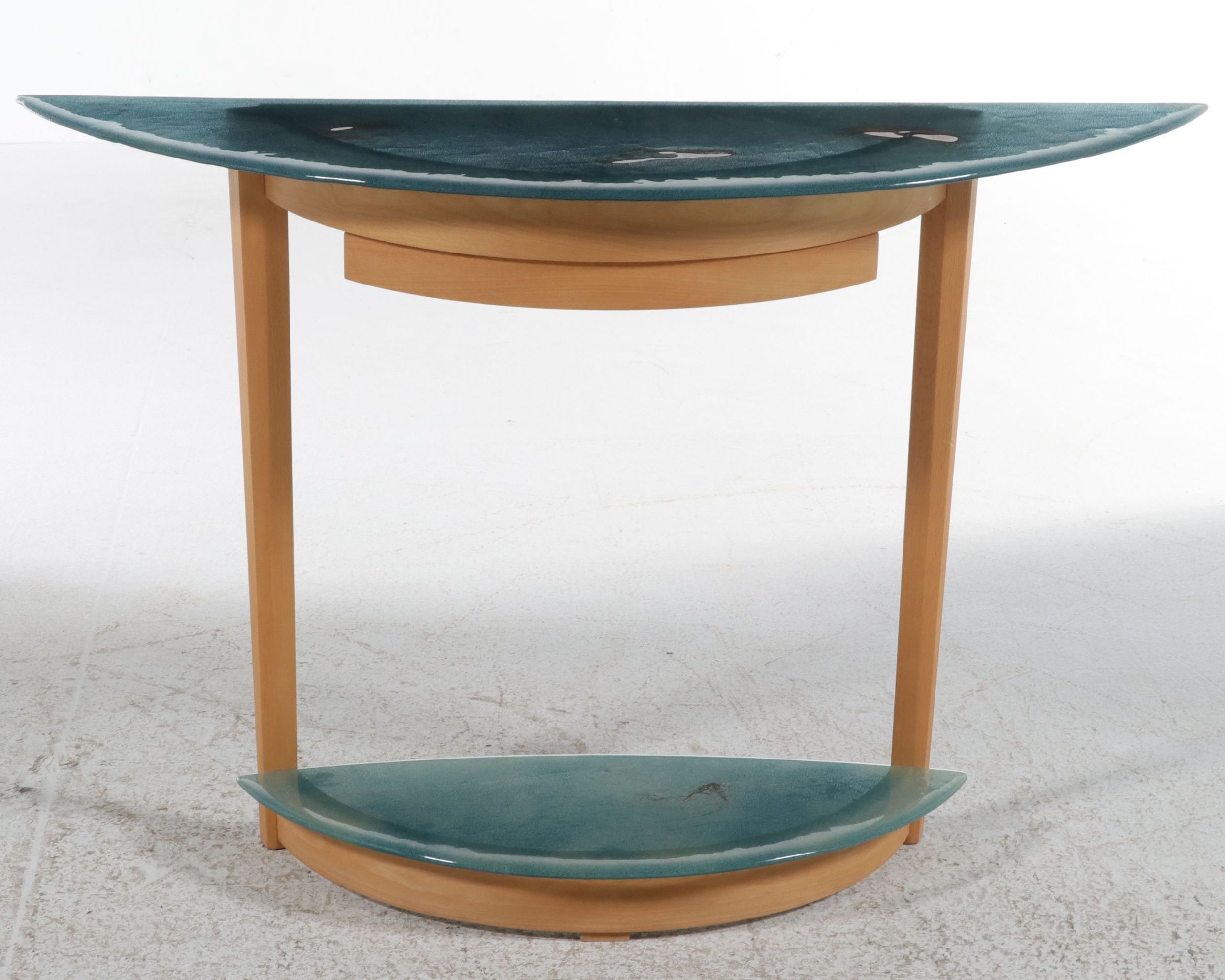 Postmodern Glass and Maple Console Table, Late 20th Century