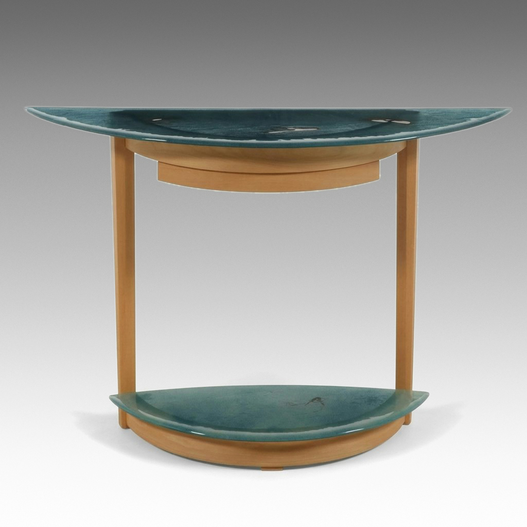 Postmodern Glass and Maple Console Table, Late 20th Century