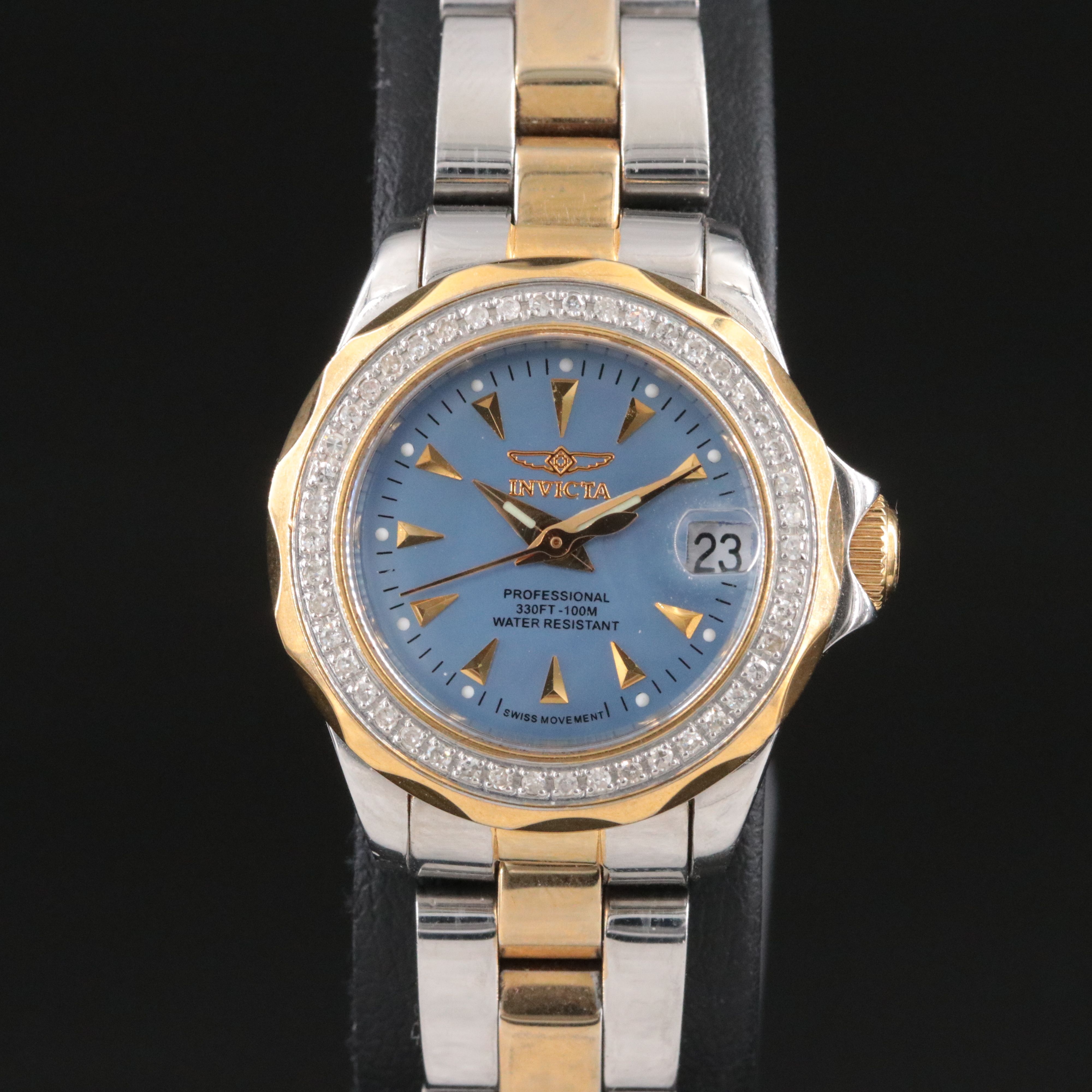 Invicta Professional Diver Diamond and Stainless Steel Swiss Quartz Watch #3042