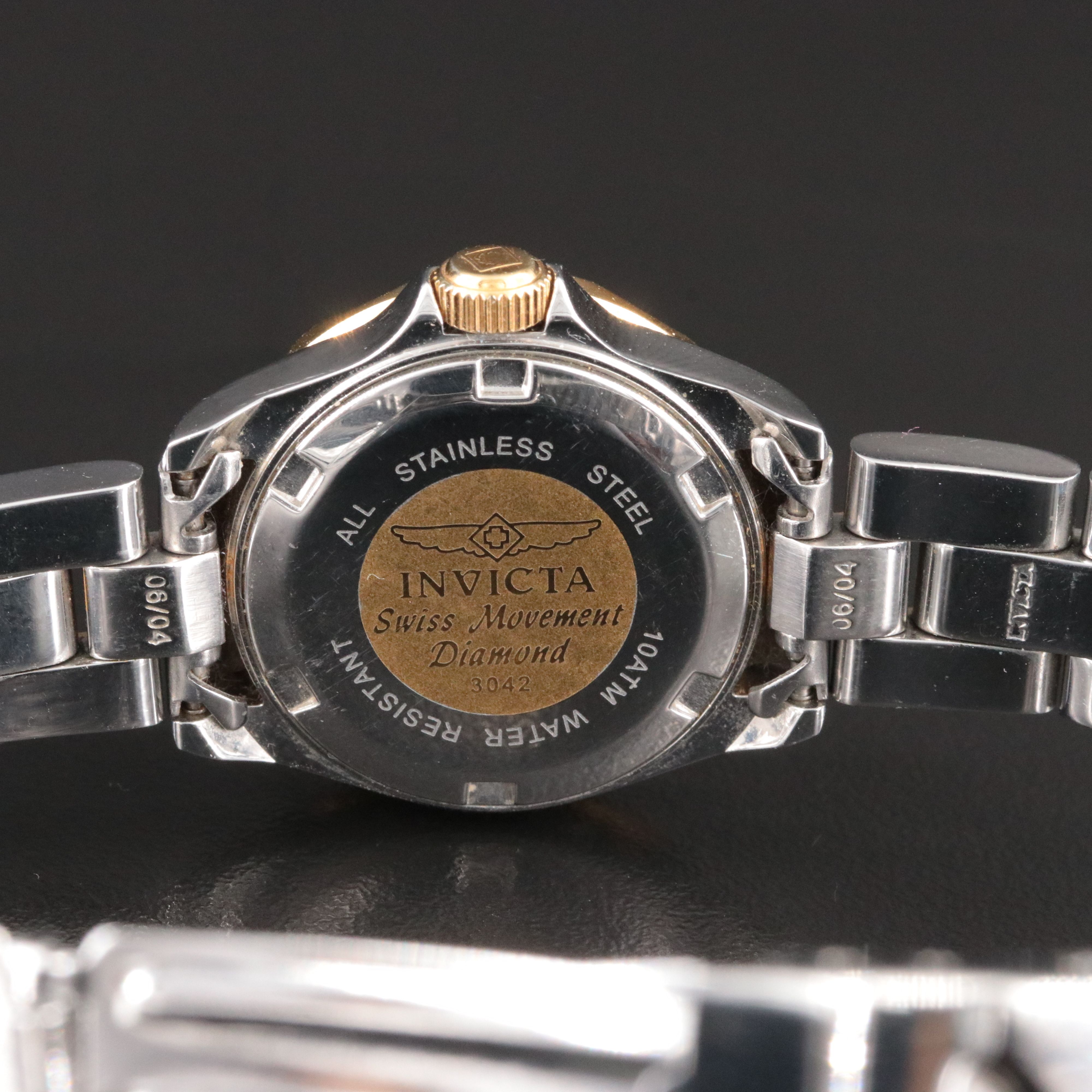 Invicta Professional Diver Diamond and Stainless Steel Swiss Quartz Watch #3042