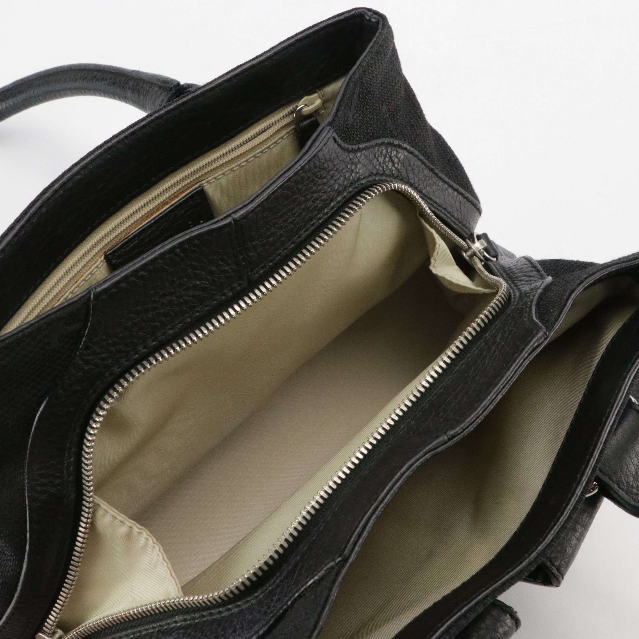 BVLGARI Small Logomania Jacquard Canvas Handbag with Leather Trim