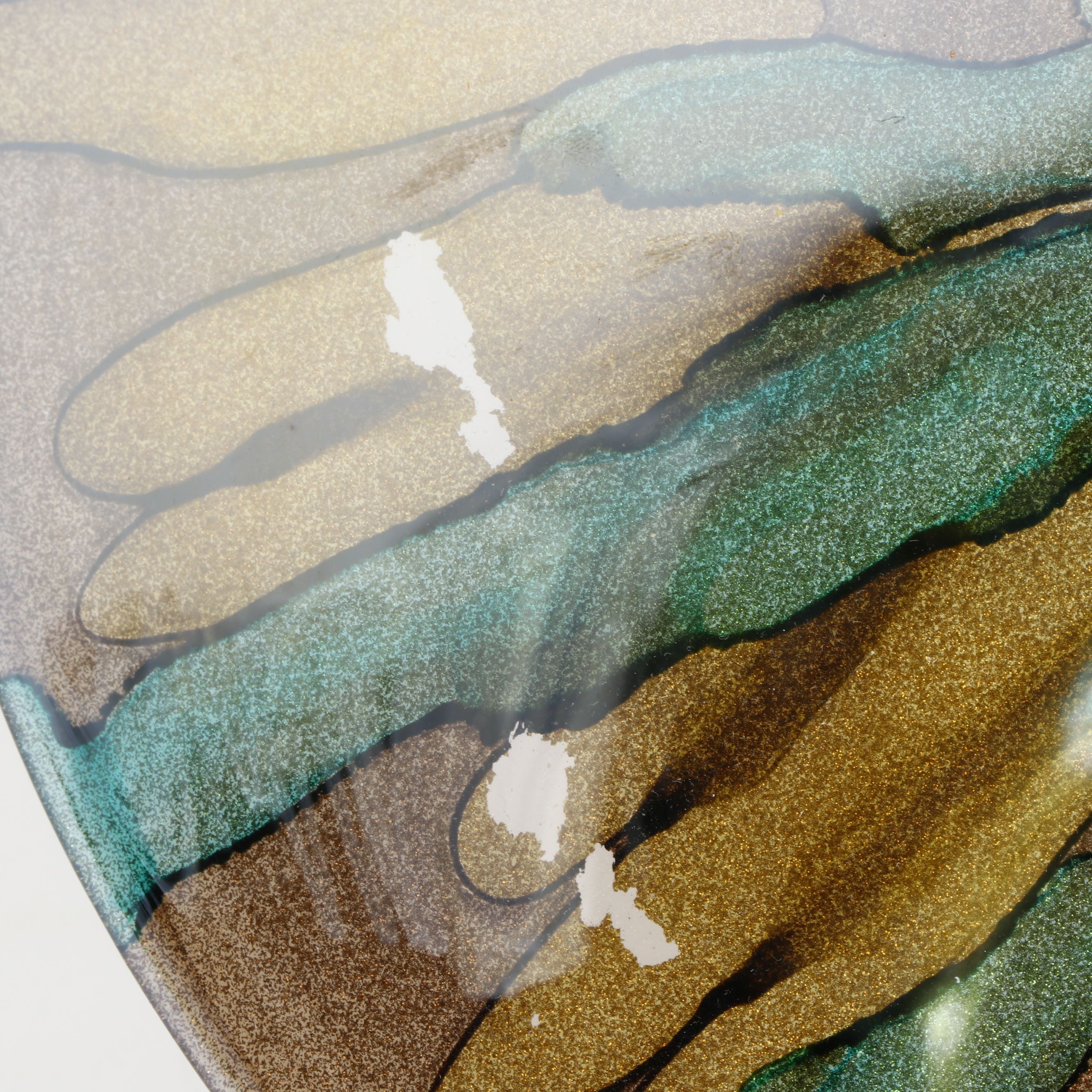 Contemporary Green and Blue Ceramic Vases and Glass Bowl with Candlesticks