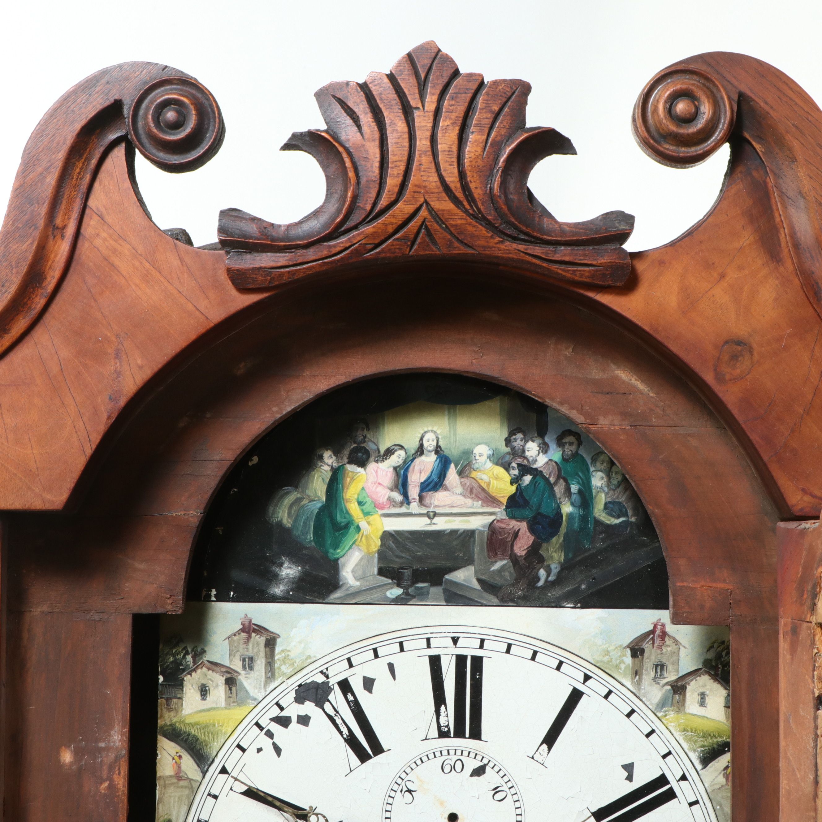 G. Steele English Regency Painted Dial Mahogany Longcase Clock, 19th Century